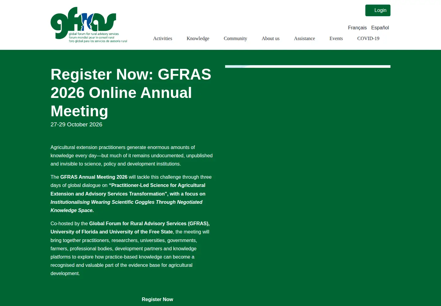 Captured homepage of g-fras.org in the current scan