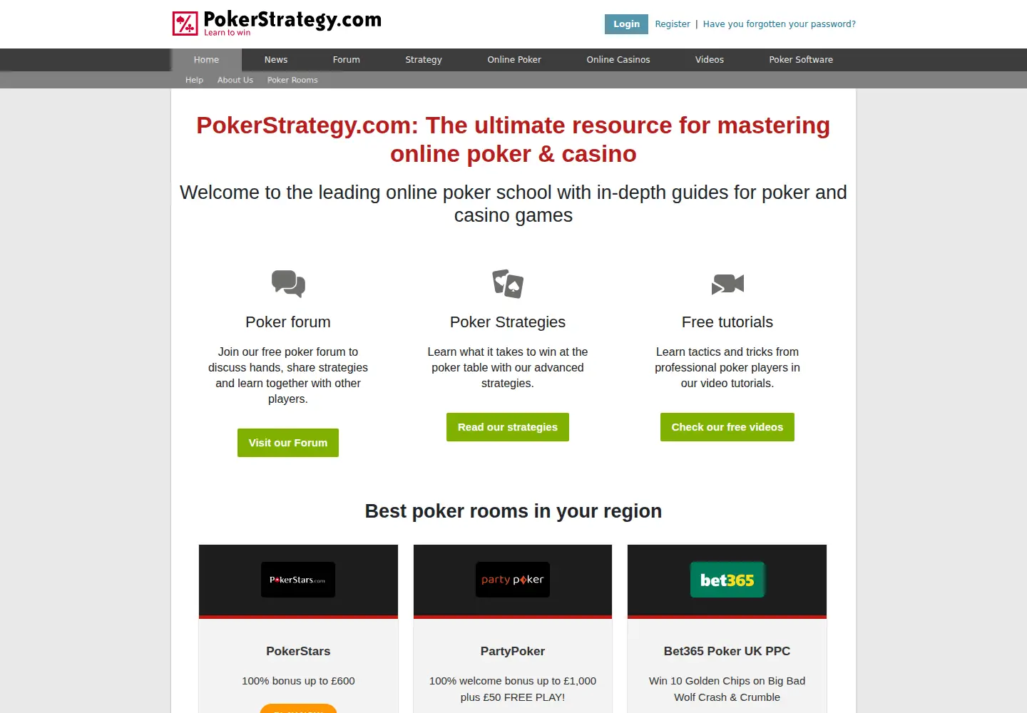 Screenshot of pokerstrategy.com
