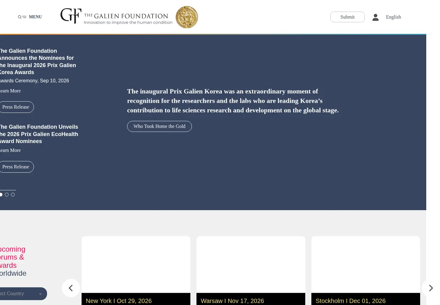 Screenshot of galienfoundation.org