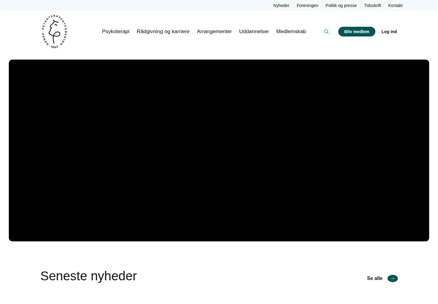 Screenshot of psykoterapeutforeningen.dk