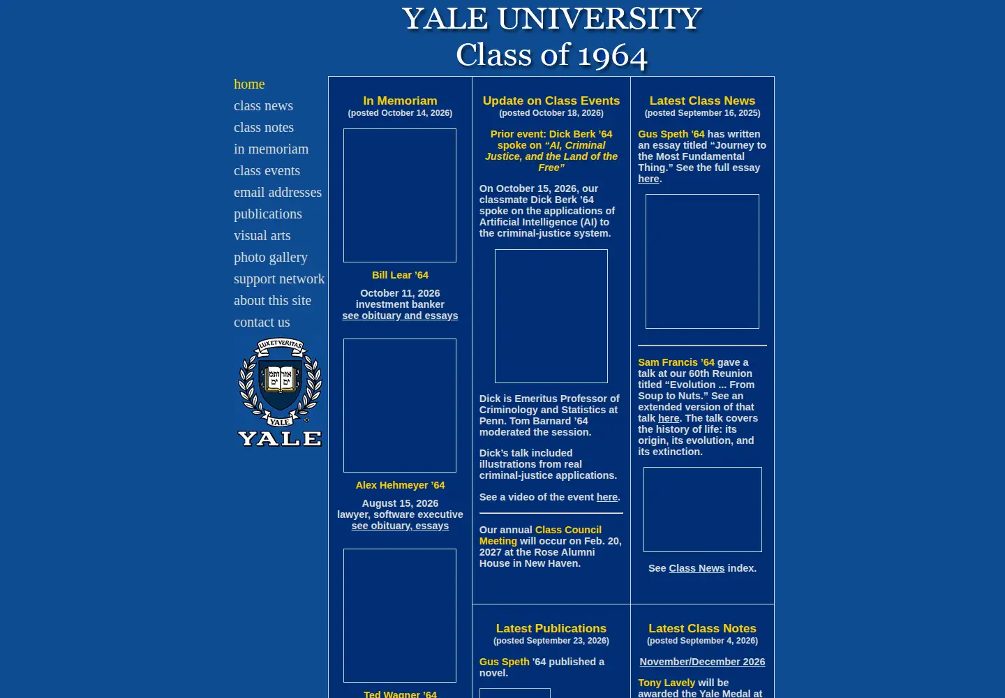 Captured homepage of yale64.org in the current scan