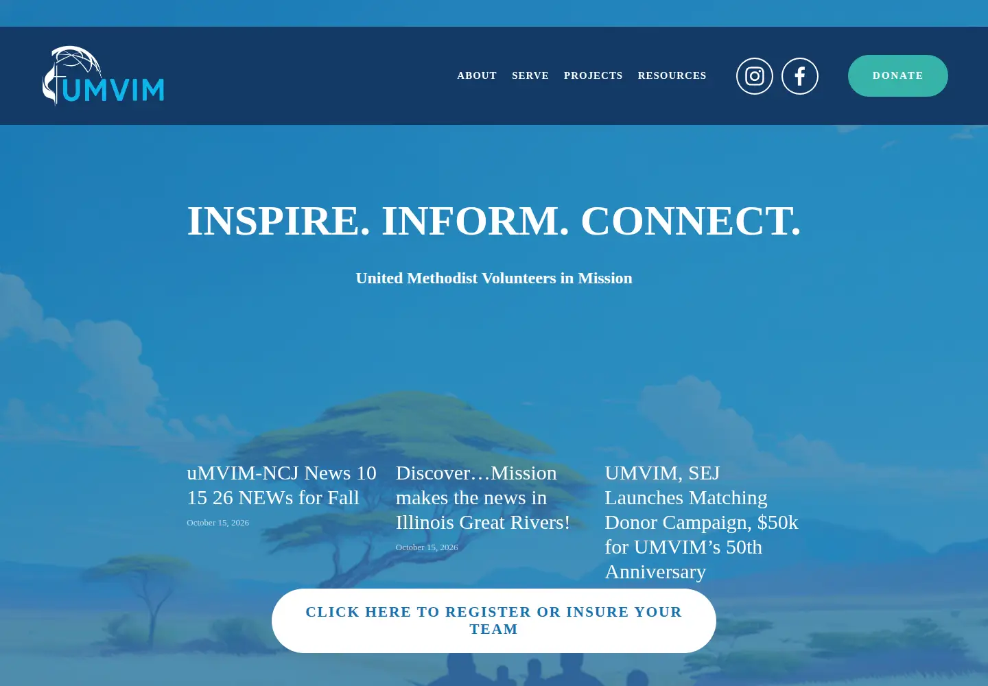 Captured homepage of umvim.org in the current scan