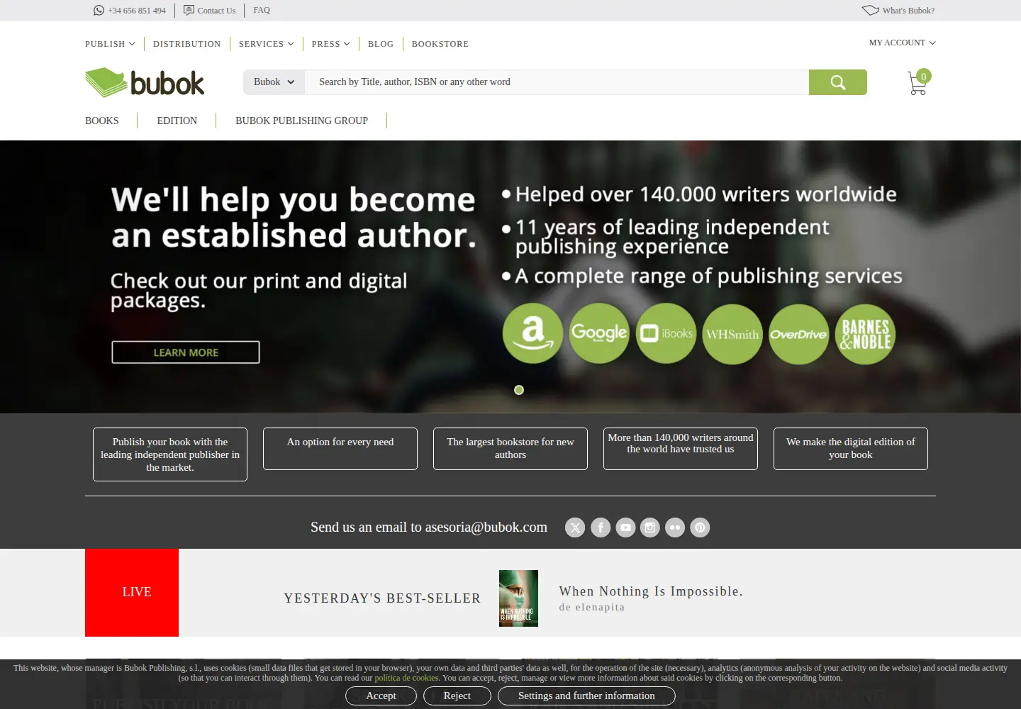 Captured homepage of bubok.com in the current scan