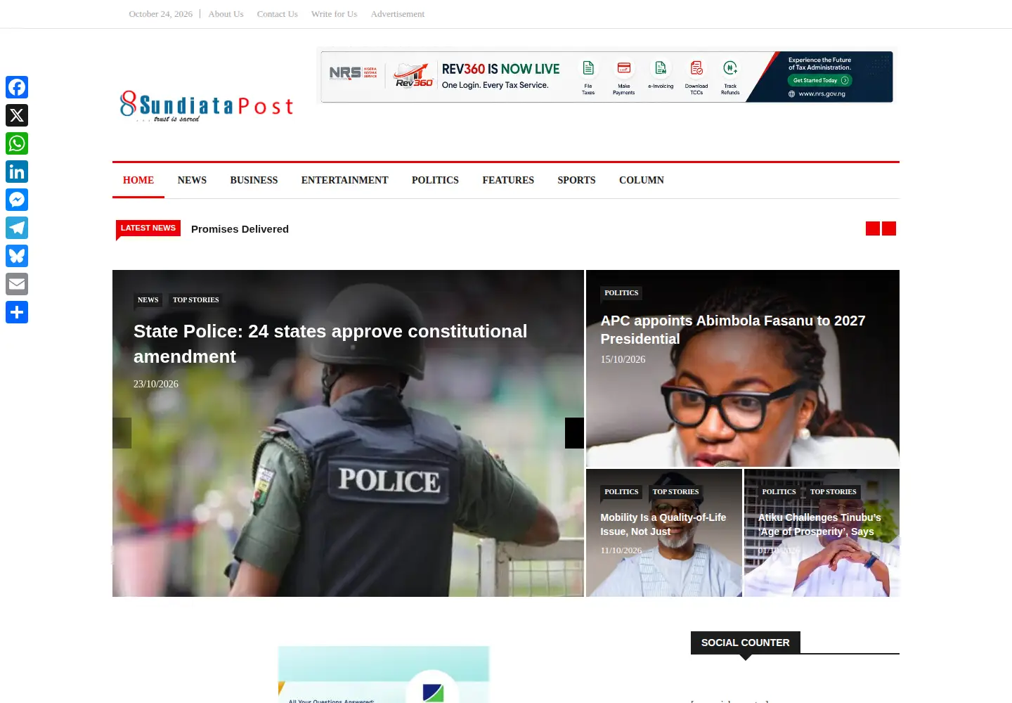Screenshot of sundiatapost.com
