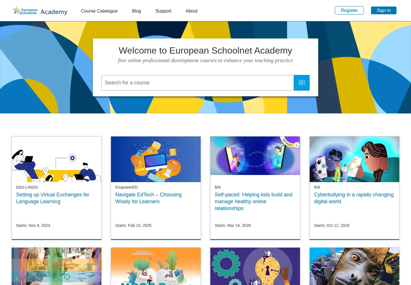 Screenshot of europeanschoolnetacademy.eu