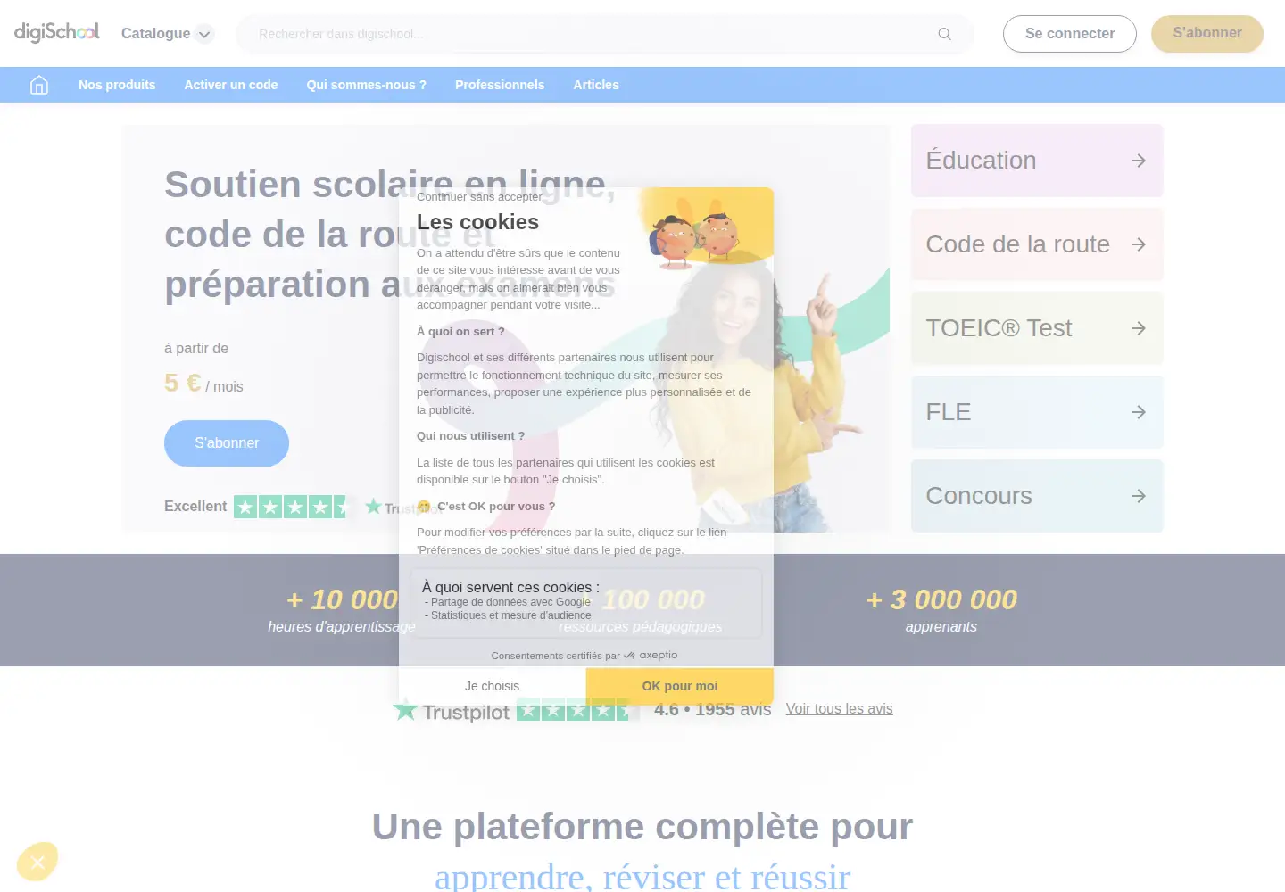 Screenshot of digischool.fr