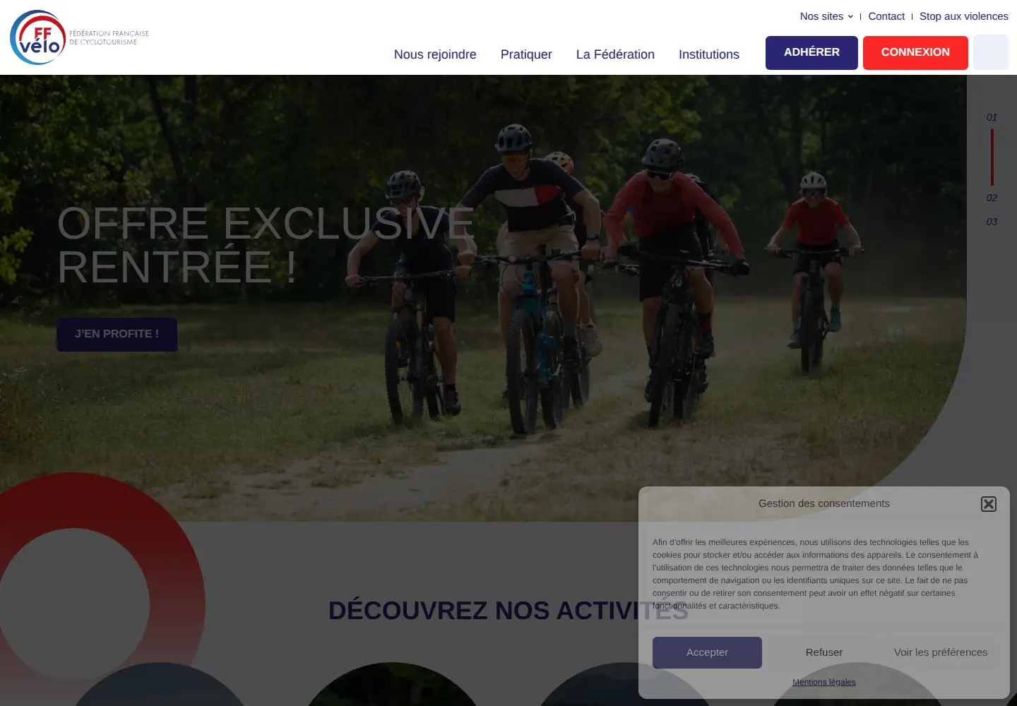 Captured homepage of ffvelo.fr in the current scan