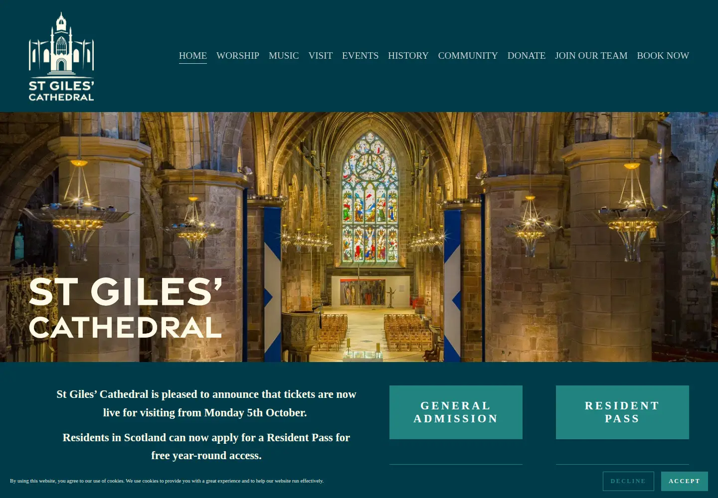 Captured homepage of stgilescathedral.org.uk in the current scan