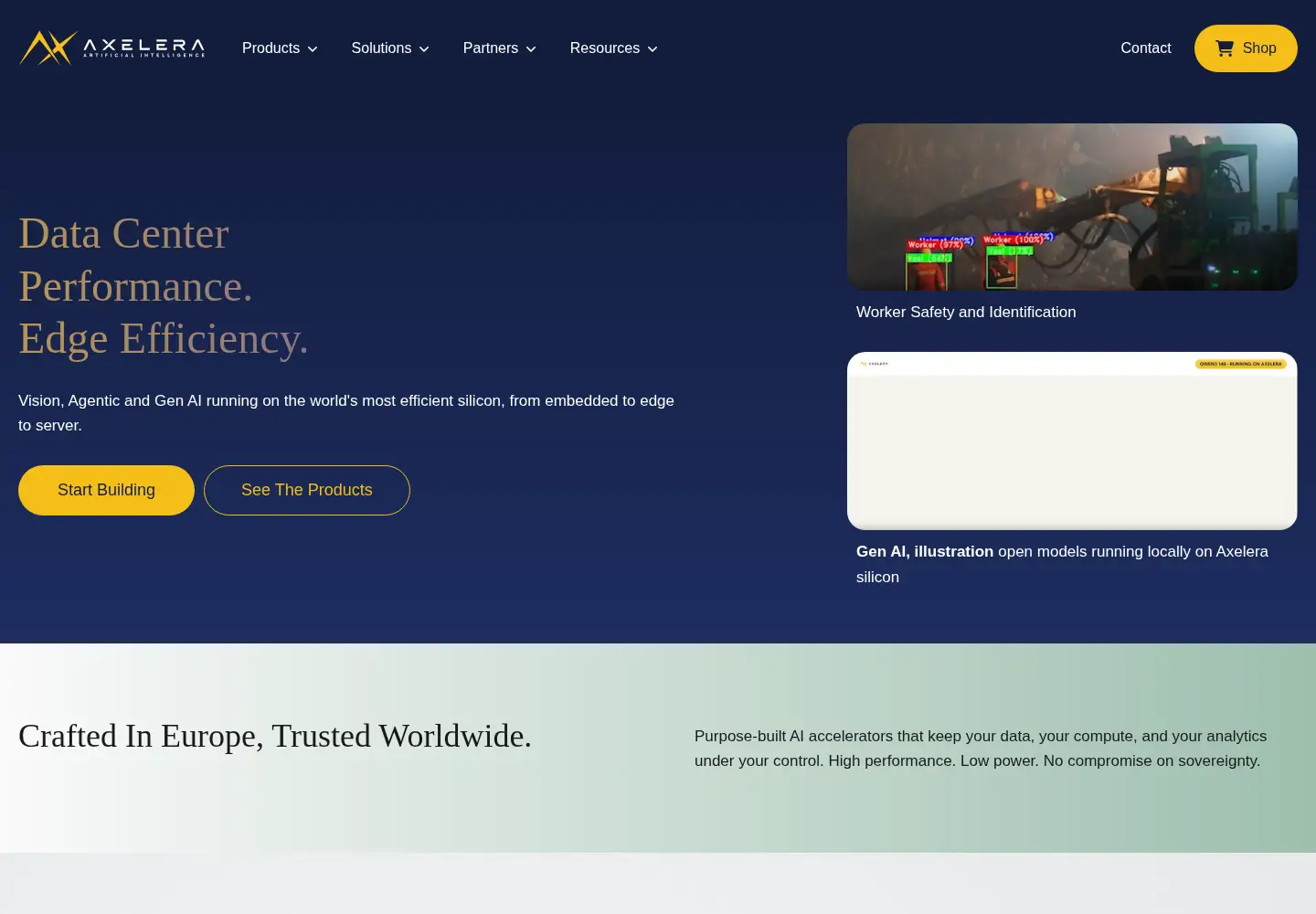 Captured homepage of axelera.ai in the current scan