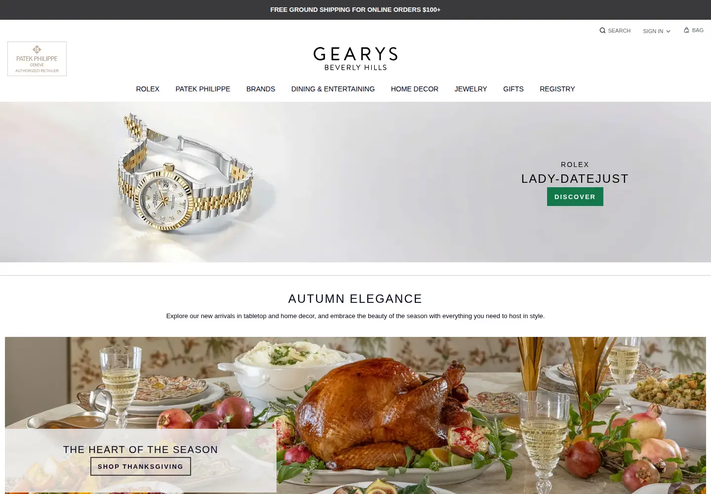 Captured homepage of gearys.com in the current scan