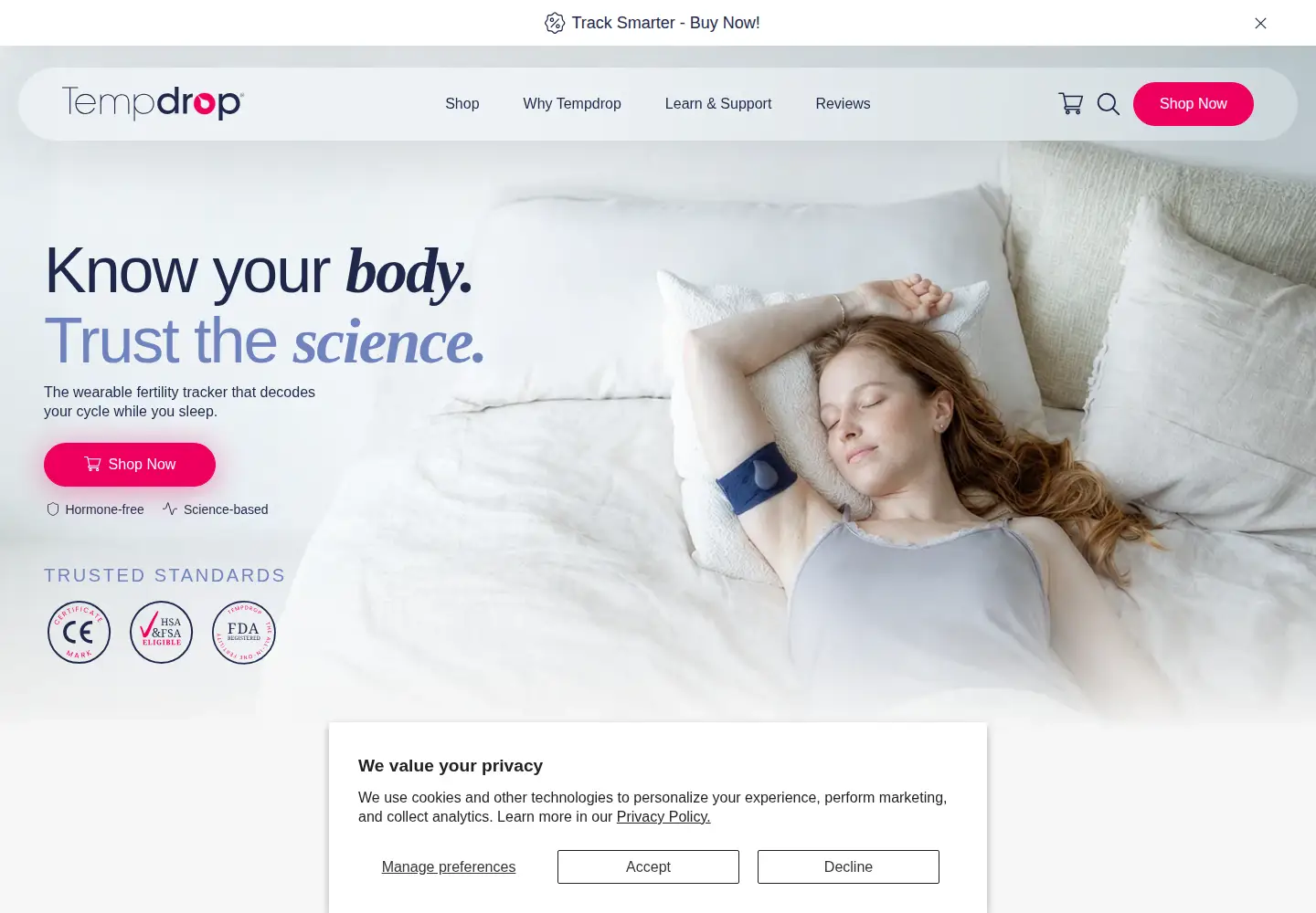 Screenshot of tempdrop.com