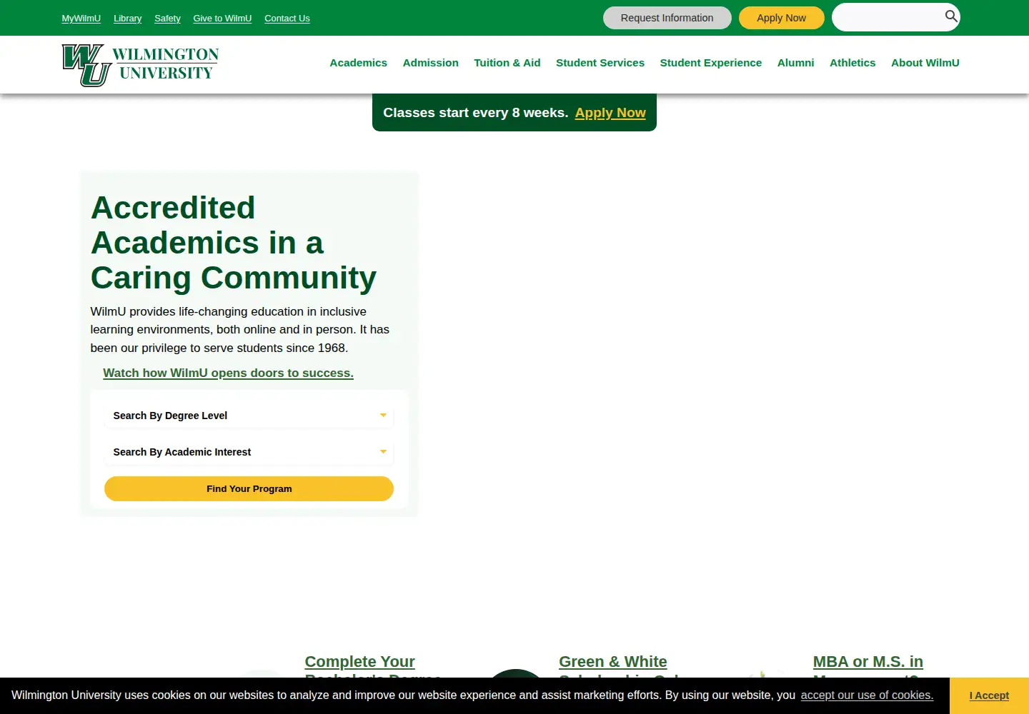 Screenshot of wilmu.edu