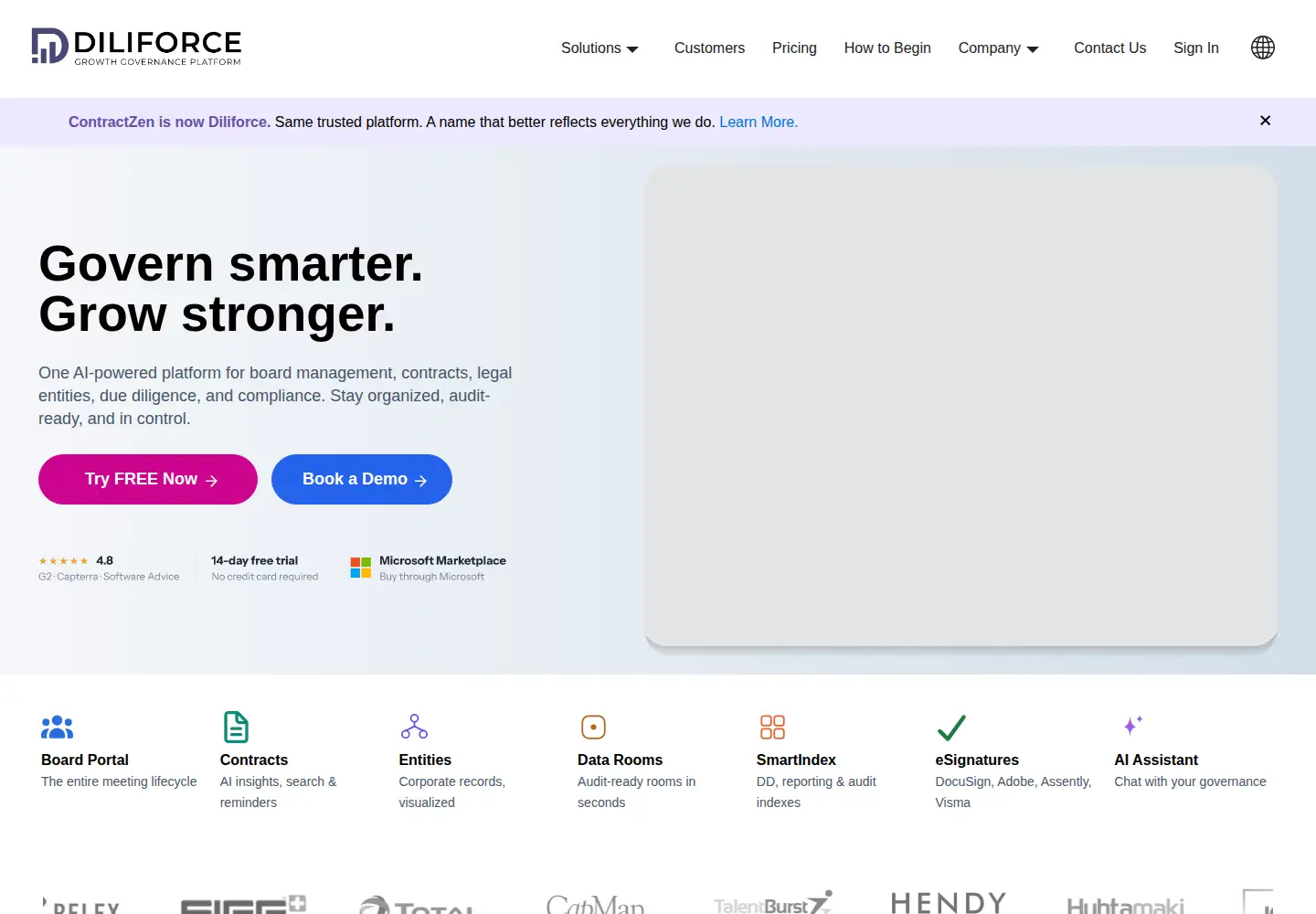 Captured homepage of contractzen.com in the current scan
