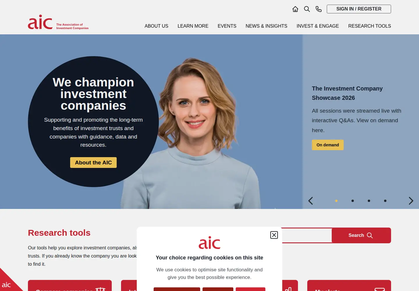 Screenshot of theaic.co.uk