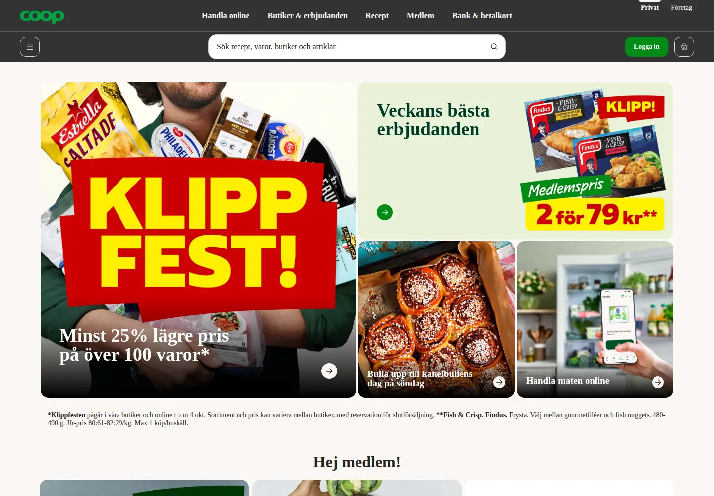 Screenshot of coop.se