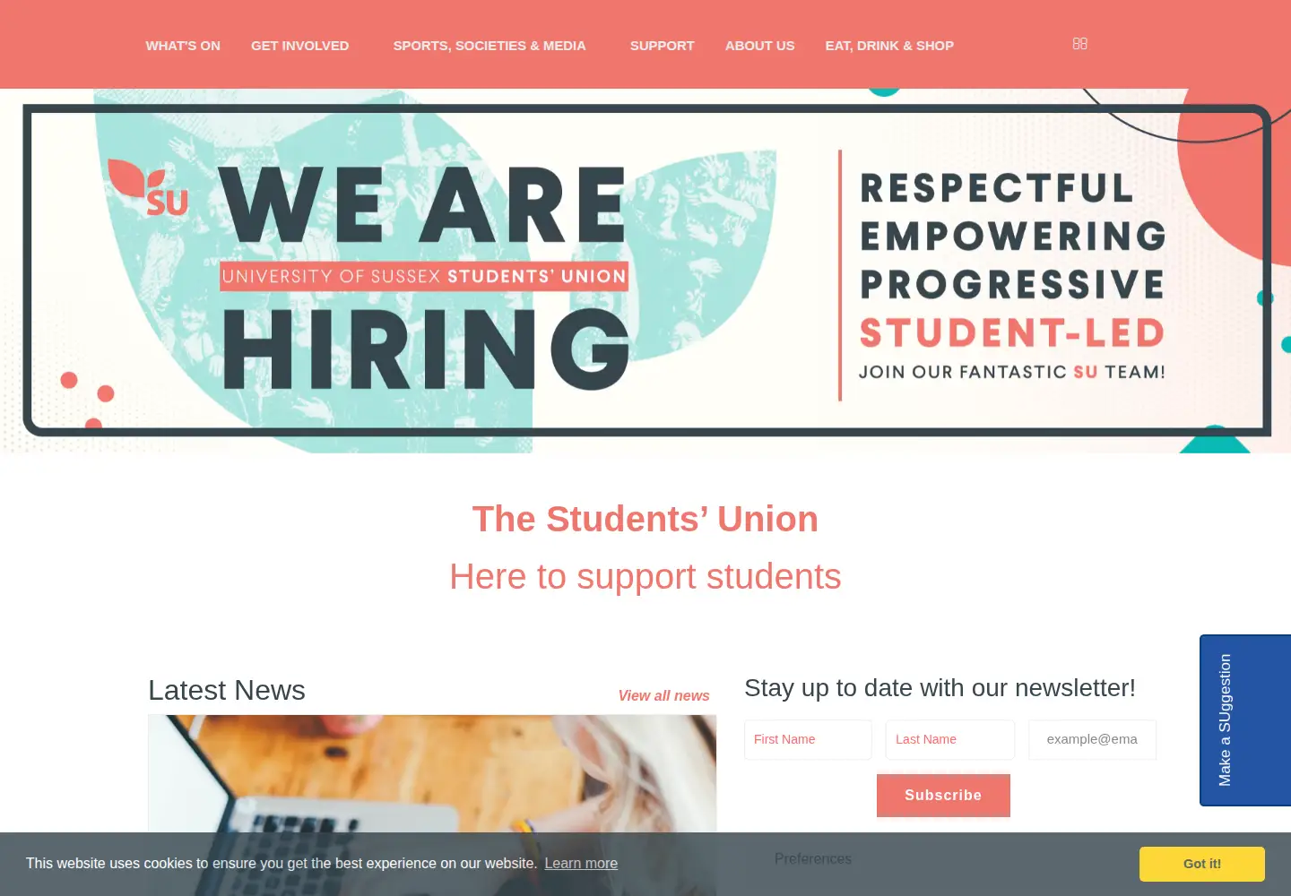 Screenshot of sussexstudent.com