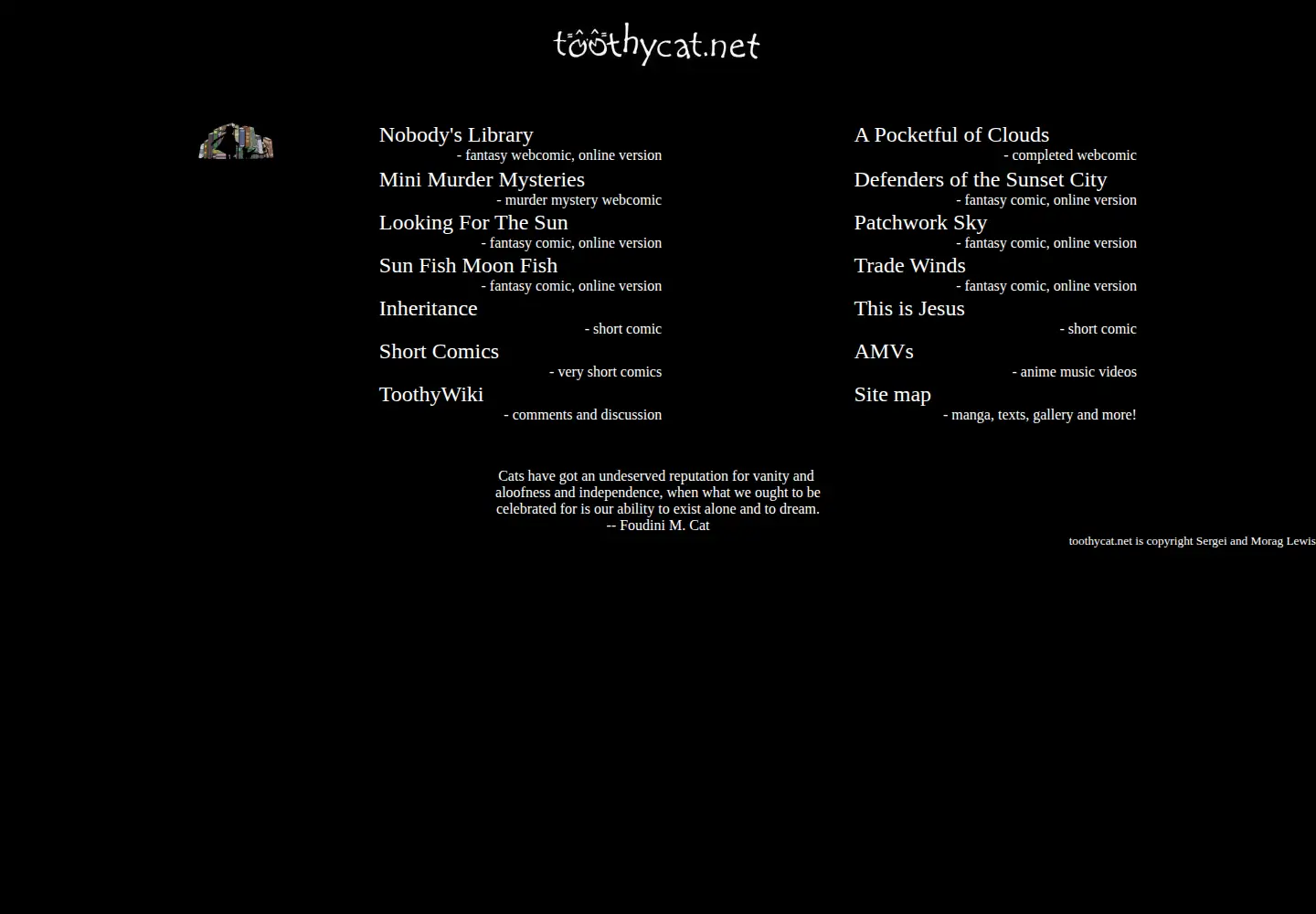 Captured homepage of toothycat.net in the current scan