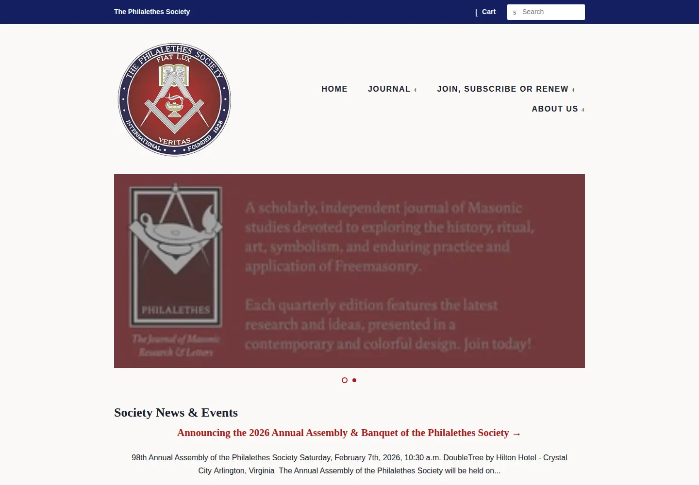 Captured homepage of freemasonry.org in the current scan
