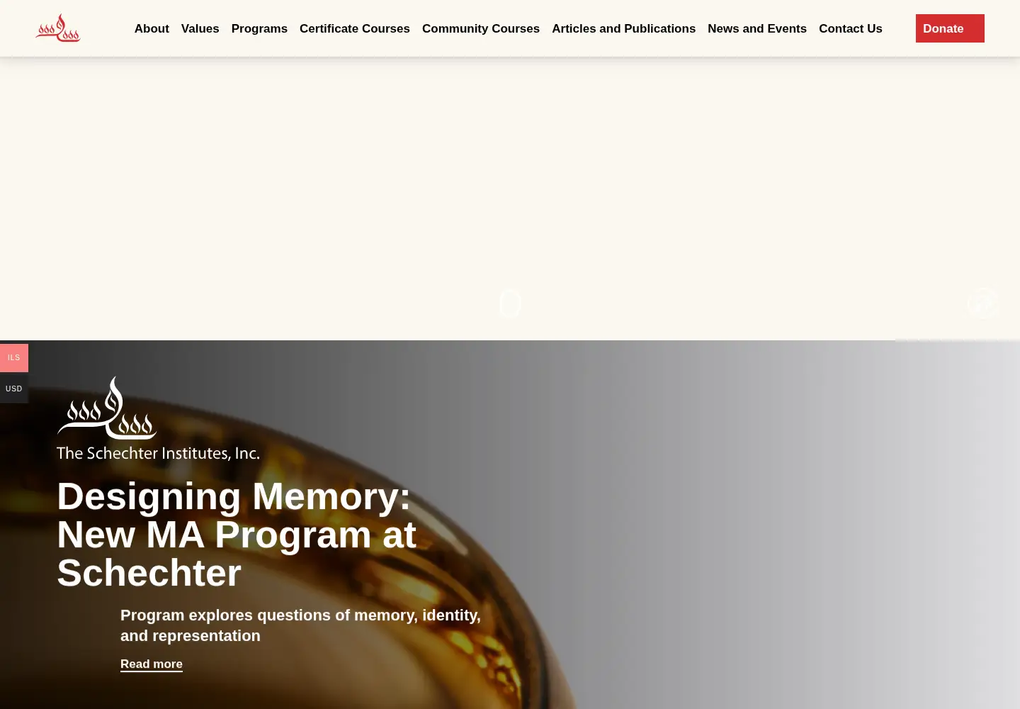 Captured homepage of schechter.edu in the current scan