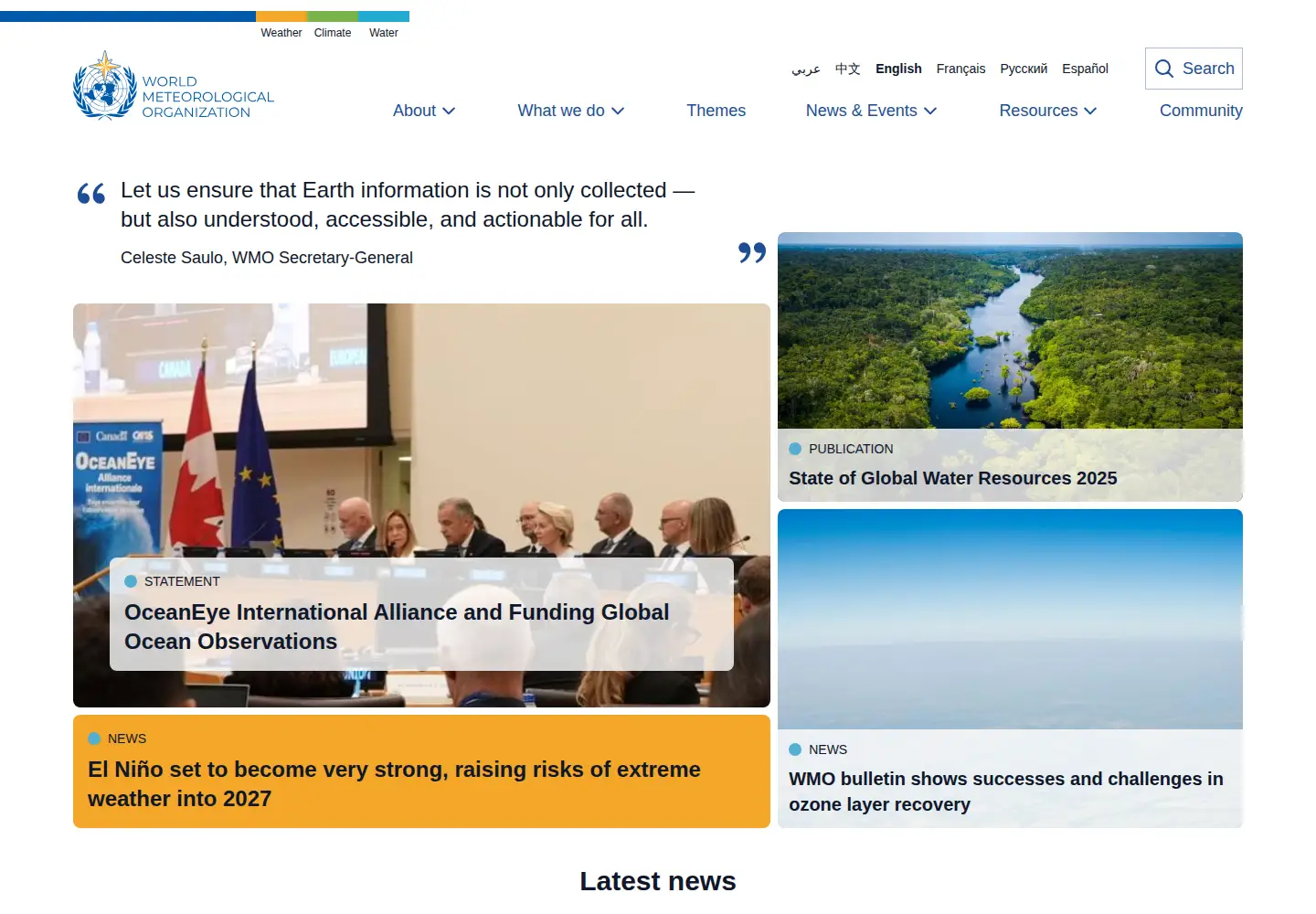 Screenshot of wmo.int