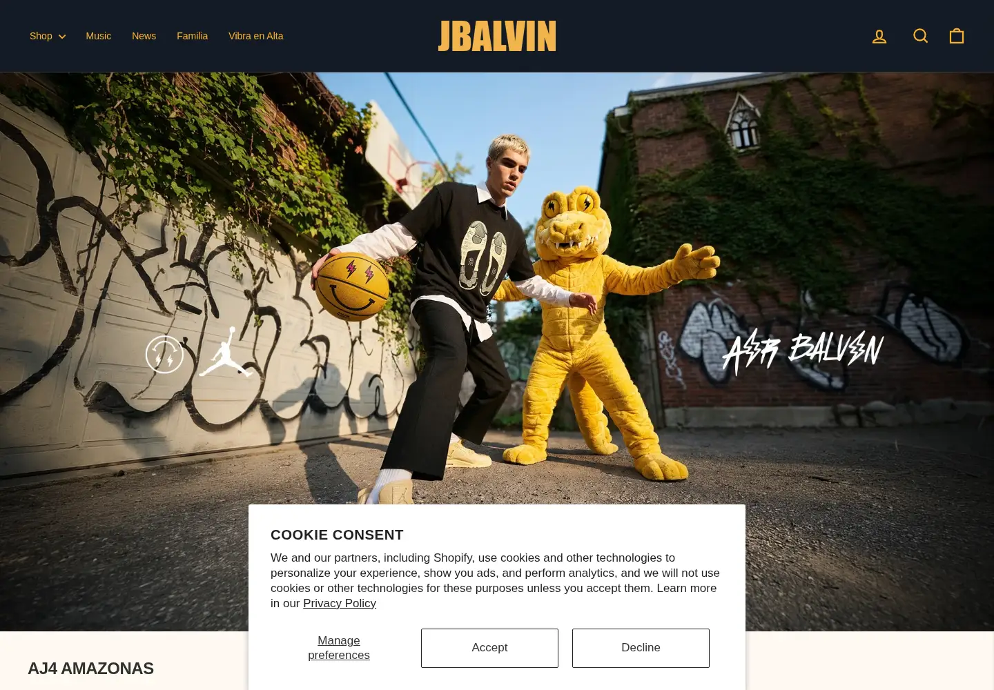 Captured homepage of jbalvin.com in the current scan
