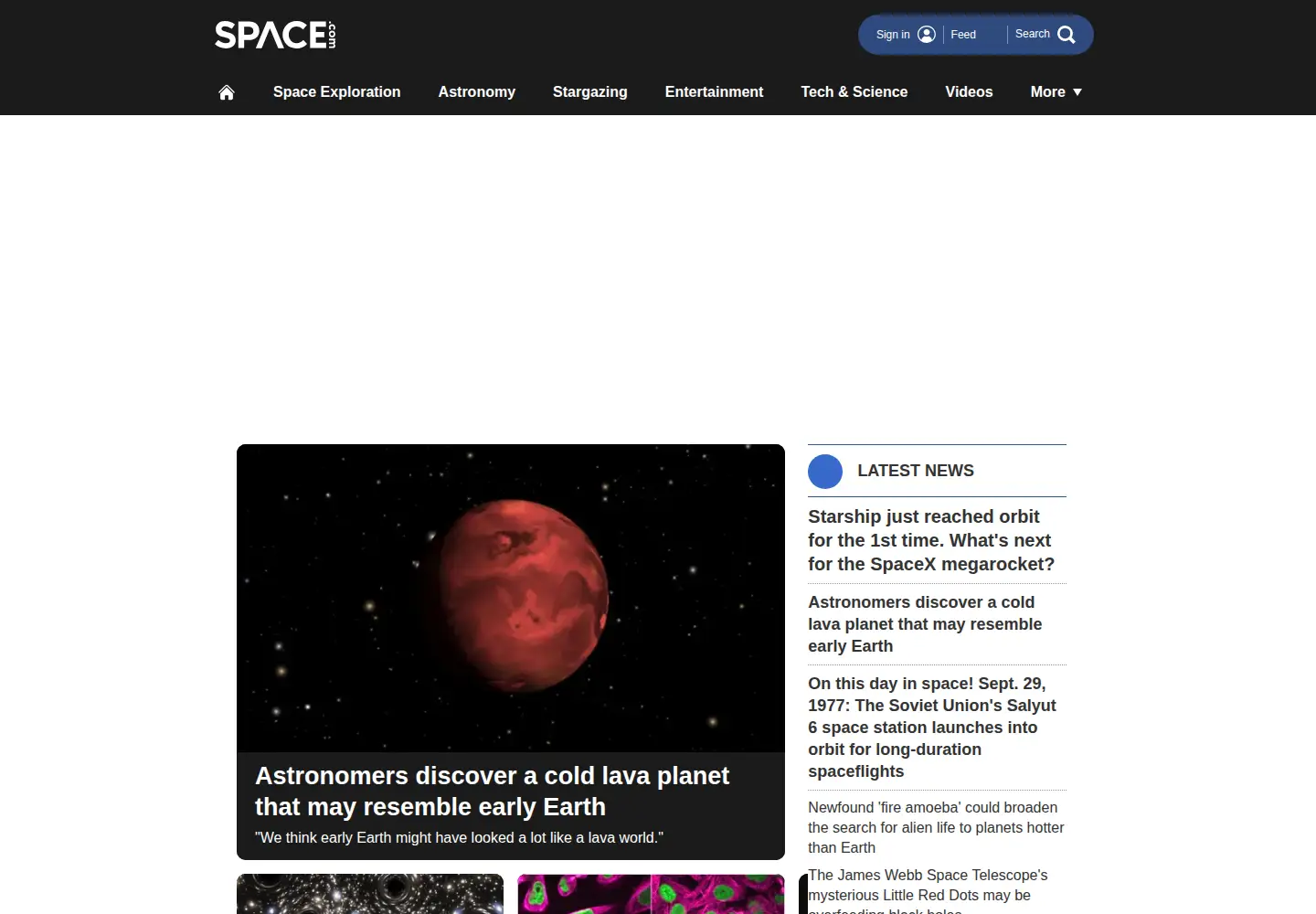 Screenshot of space.com