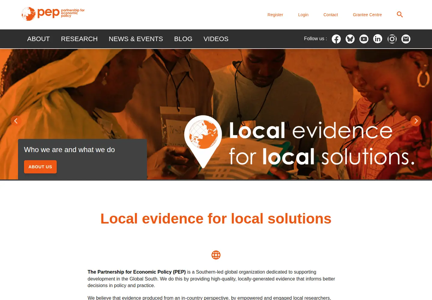 Captured homepage of pep-net.org in the current scan