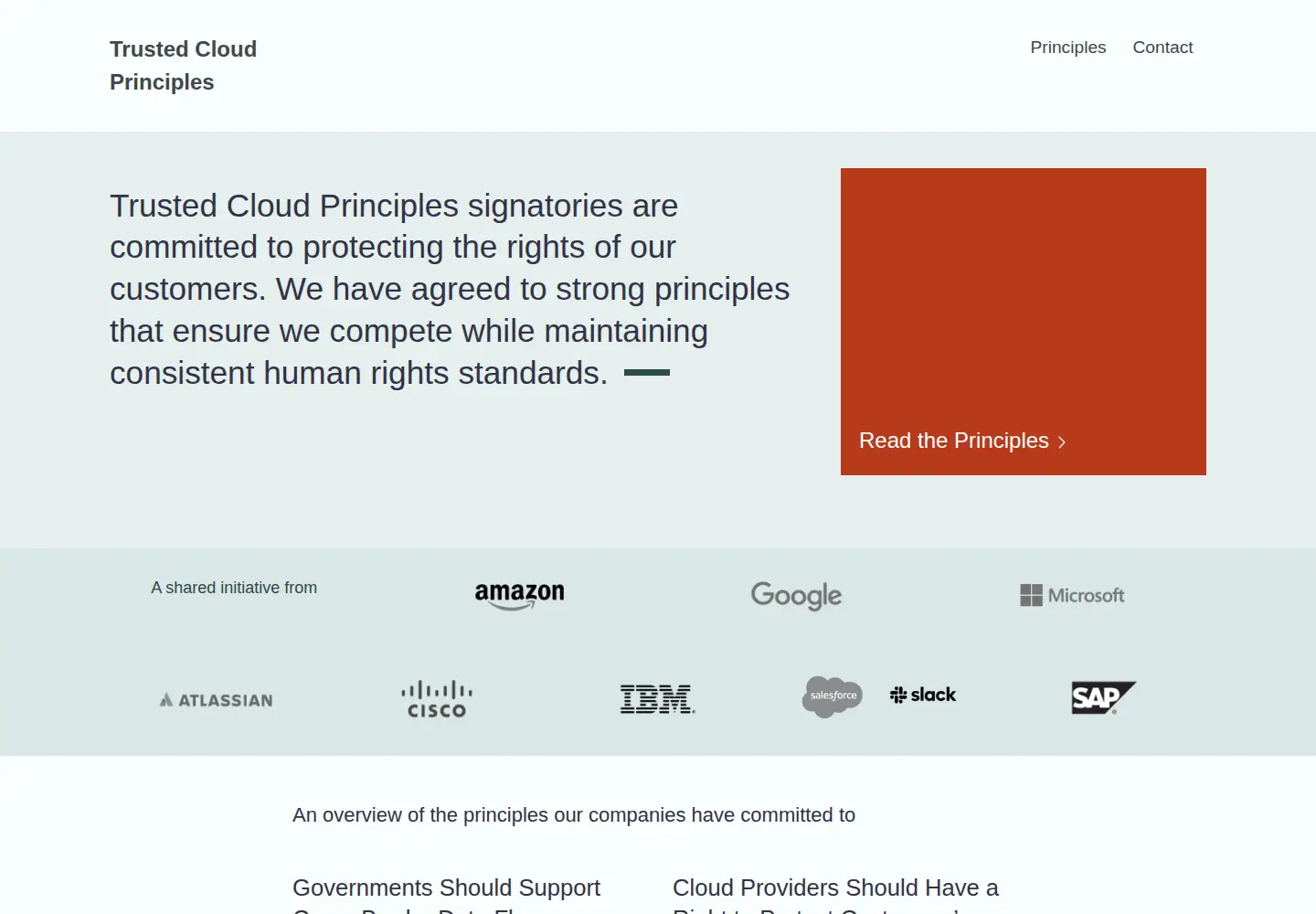 Screenshot of trustedcloudprinciples.com