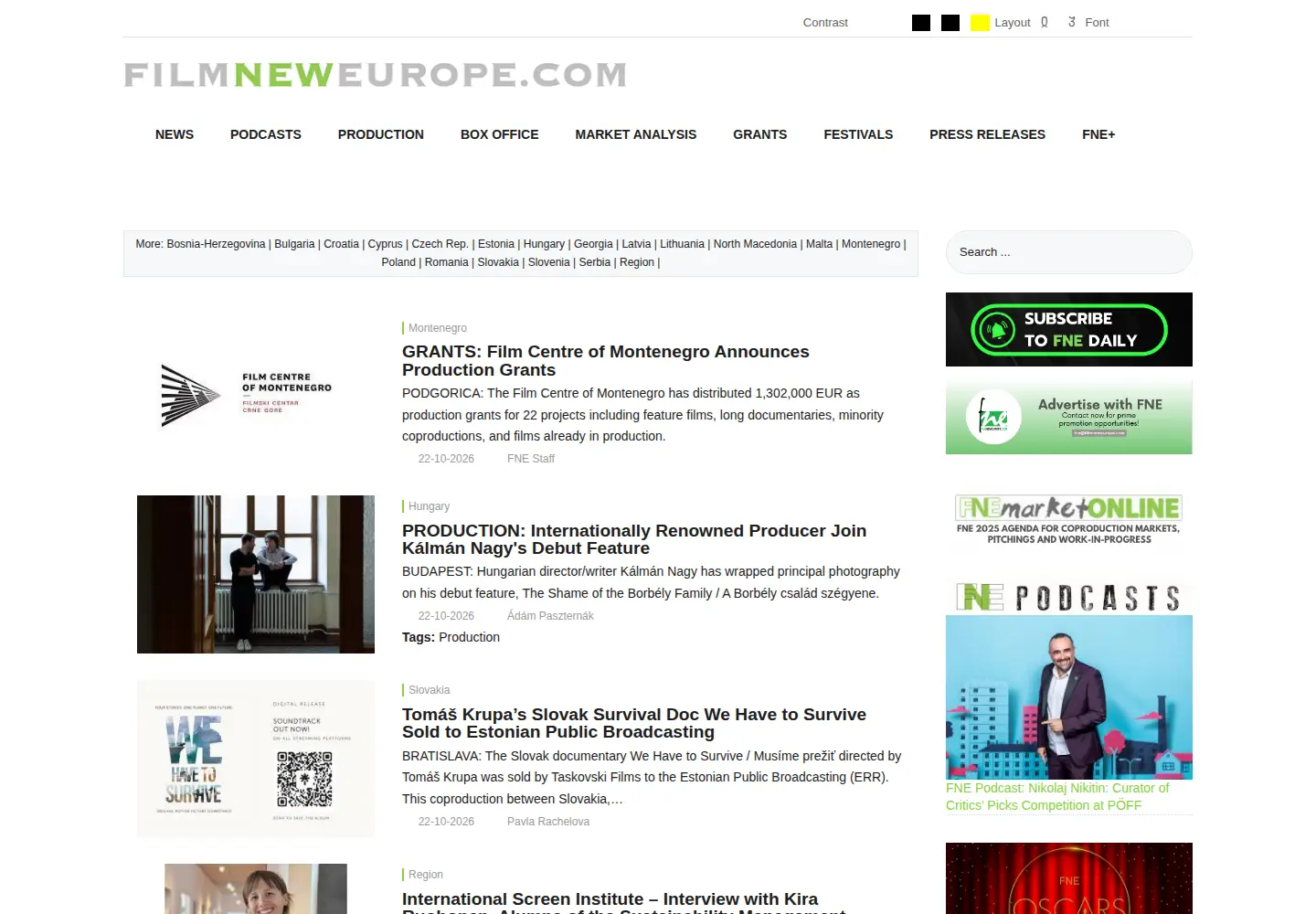 Screenshot of filmneweurope.com