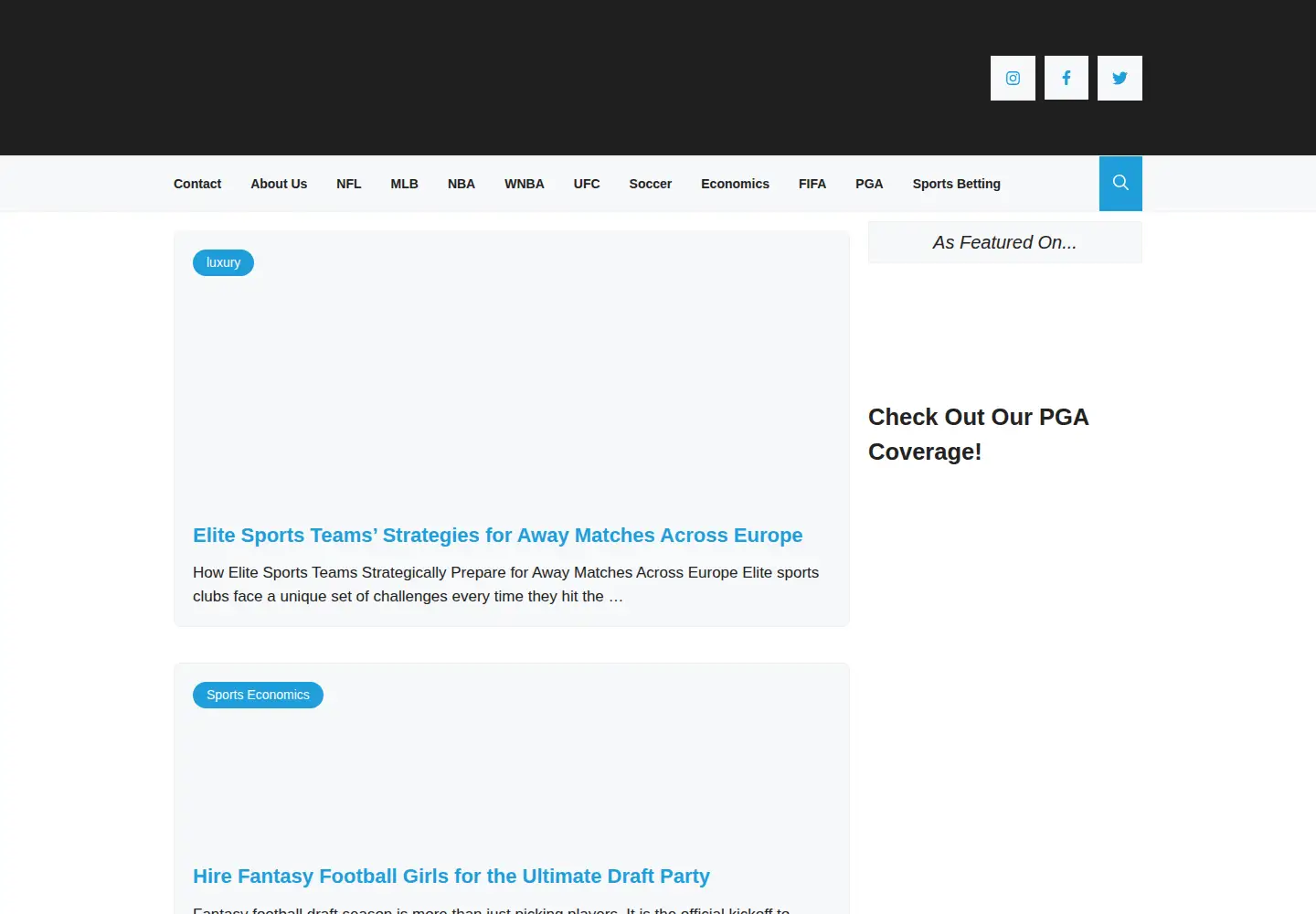 Captured homepage of thesportseconomist.com in the current scan