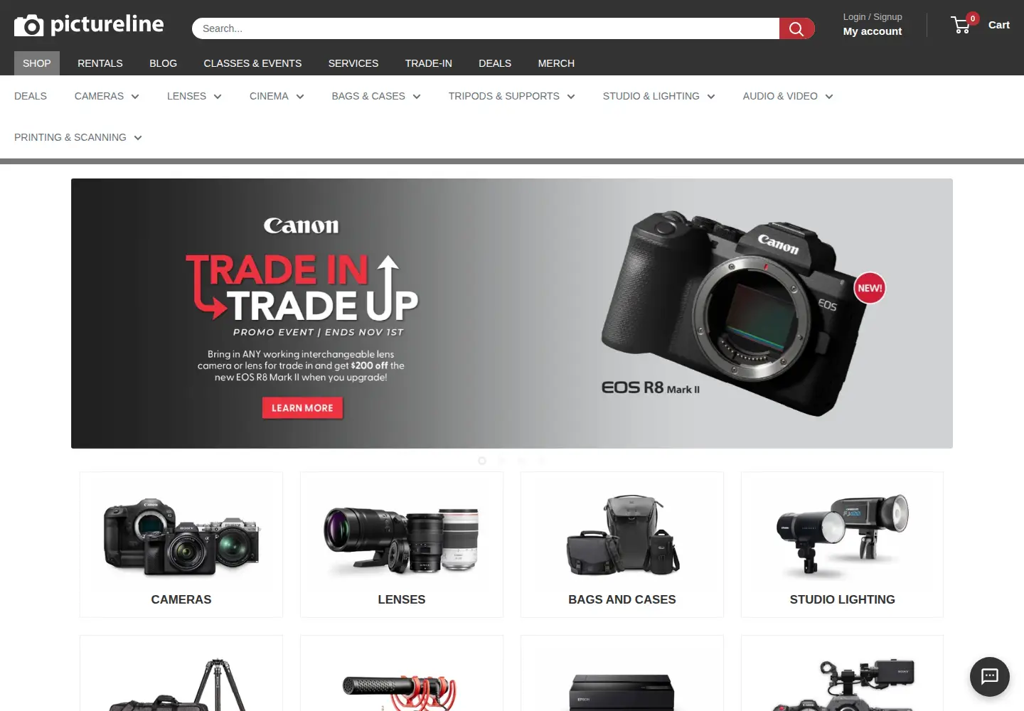 Screenshot of pictureline.com