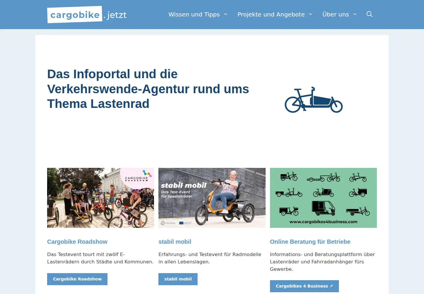 Screenshot of cargobike.jetzt
