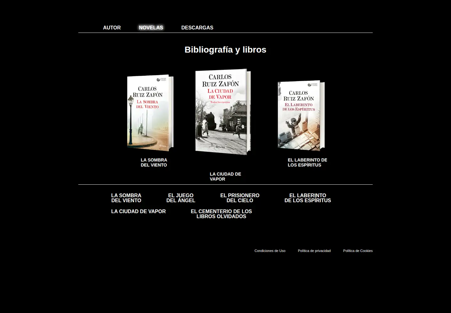 Screenshot of carlosruizzafon.com