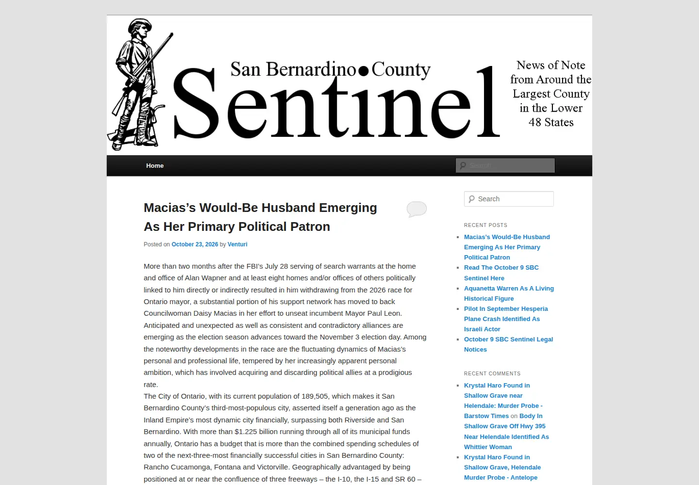 Screenshot of sbcsentinel.com