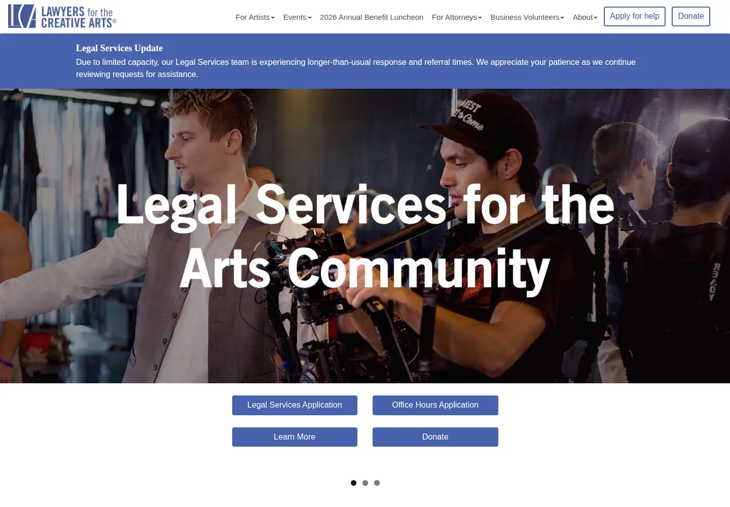 Captured homepage of law-arts.org in the current scan