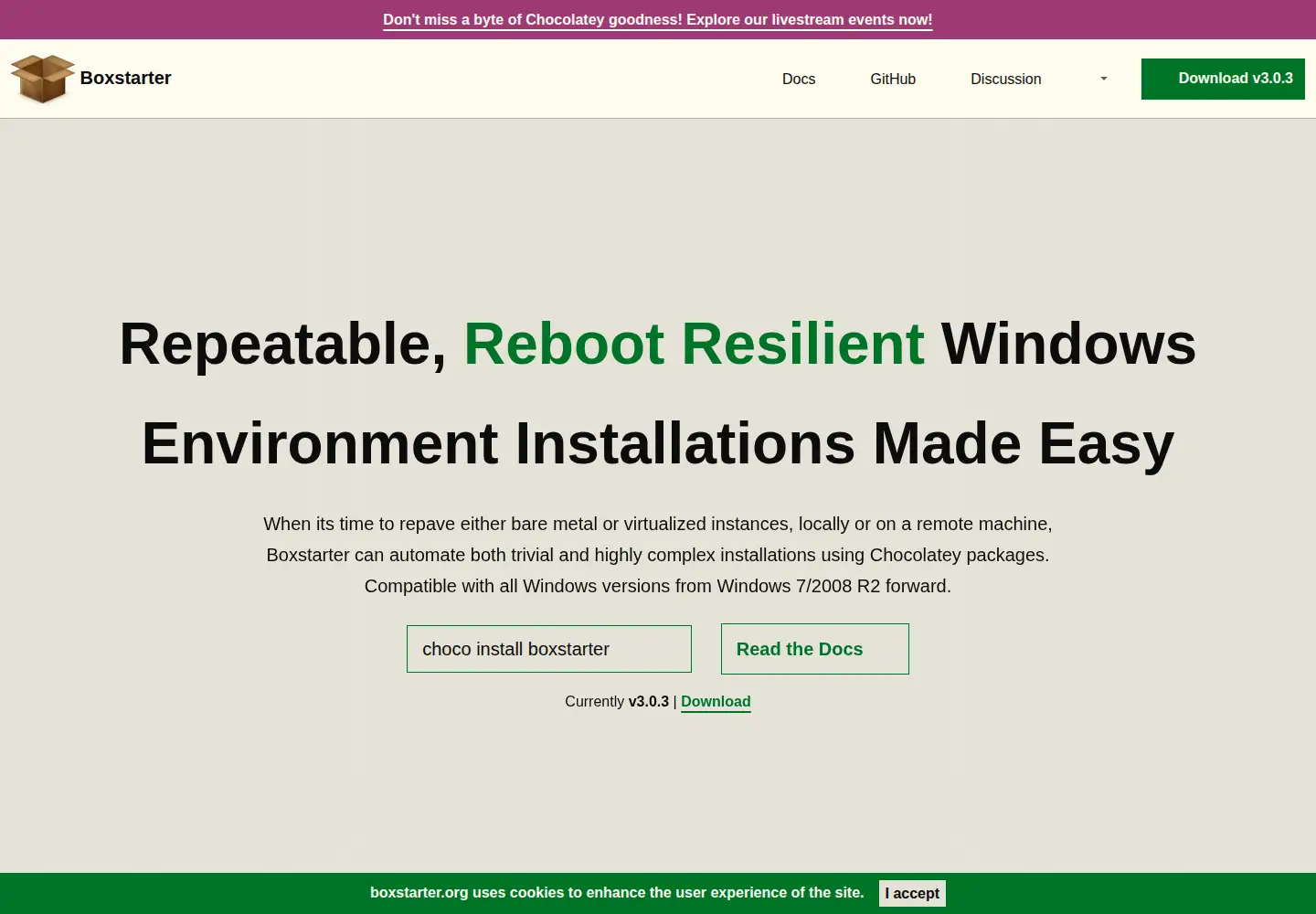 Screenshot of boxstarter.org