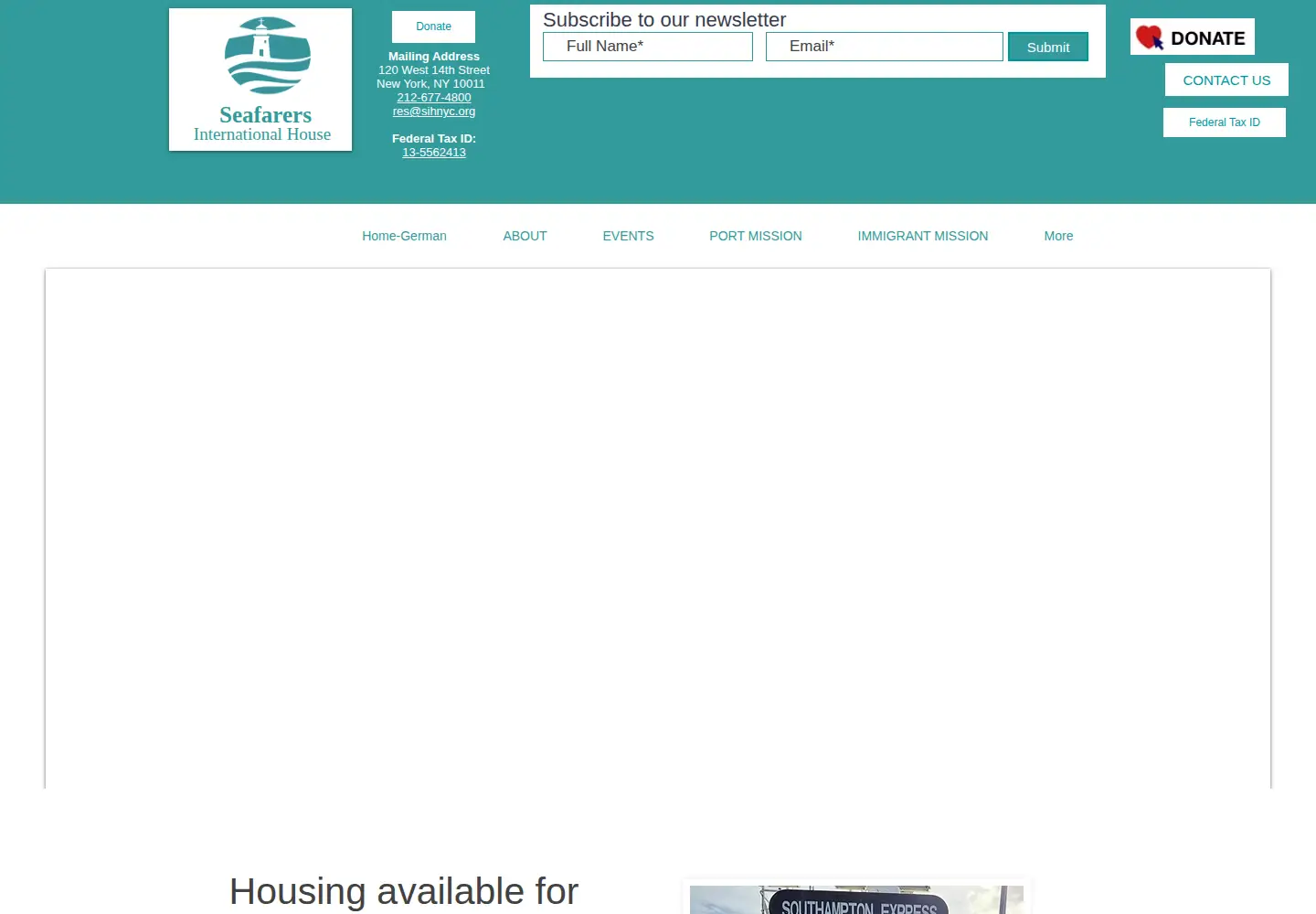 Captured homepage of sihnyc.org in the current scan