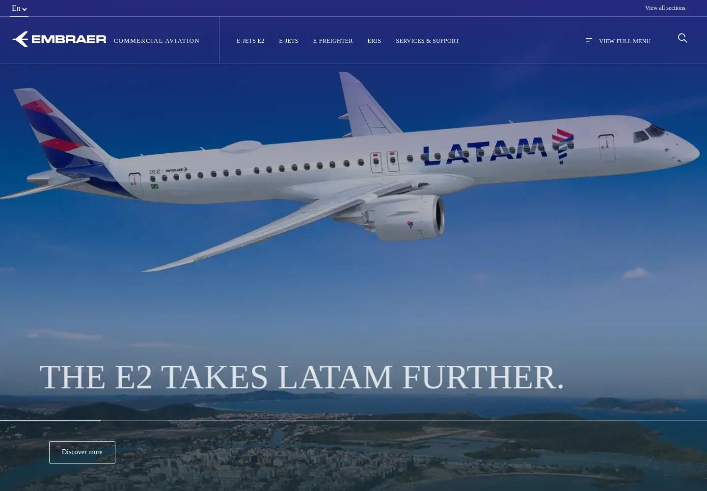 Captured homepage of embraercommercialaviation.com in the current scan
