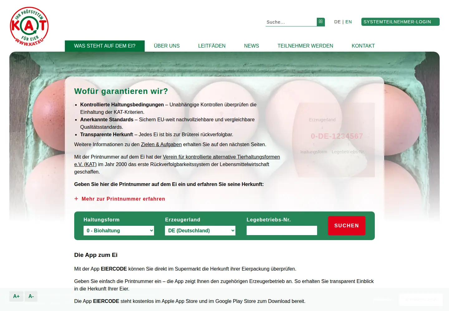 Screenshot of was-steht-auf-dem-ei.de