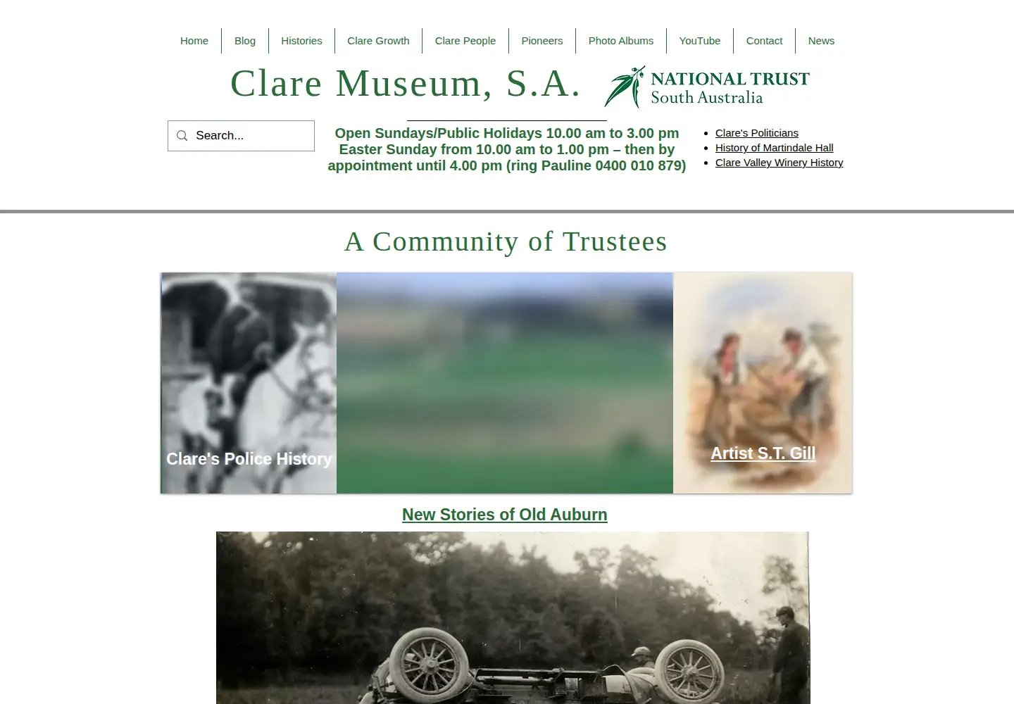 Captured homepage of claremuseum.com in the current scan