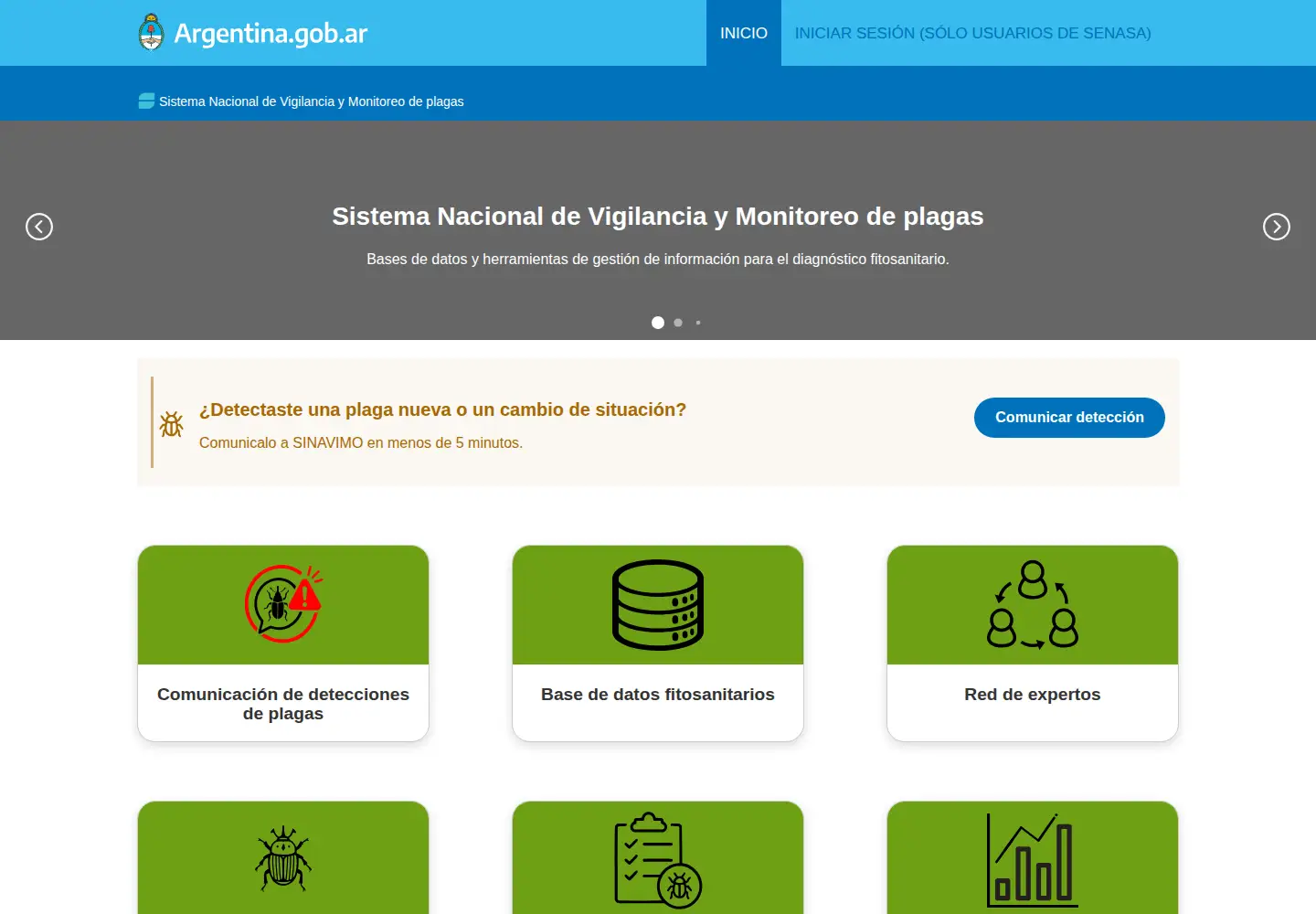 Screenshot of sinavimo.gob.ar
