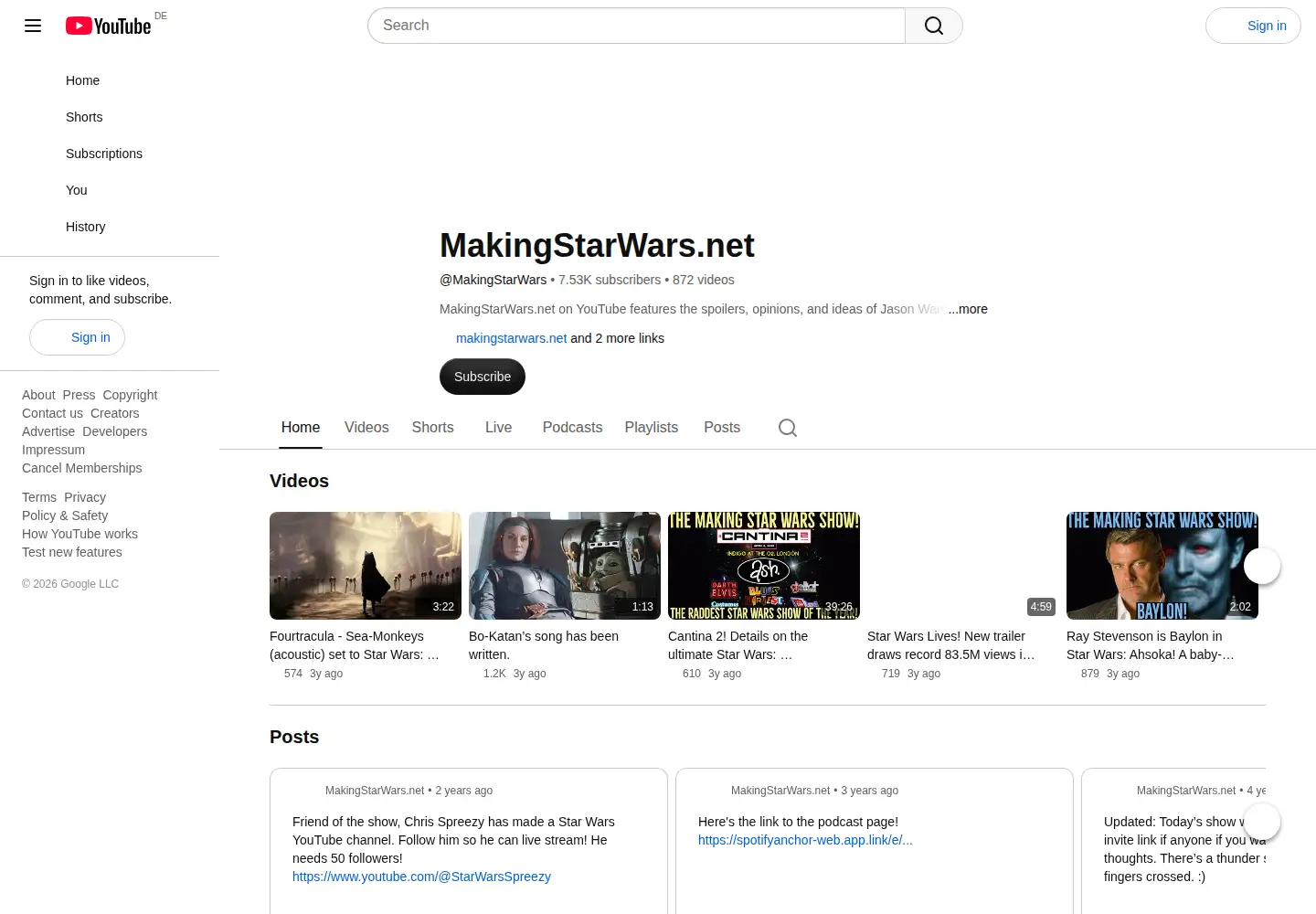 Screenshot of makingstarwars.net