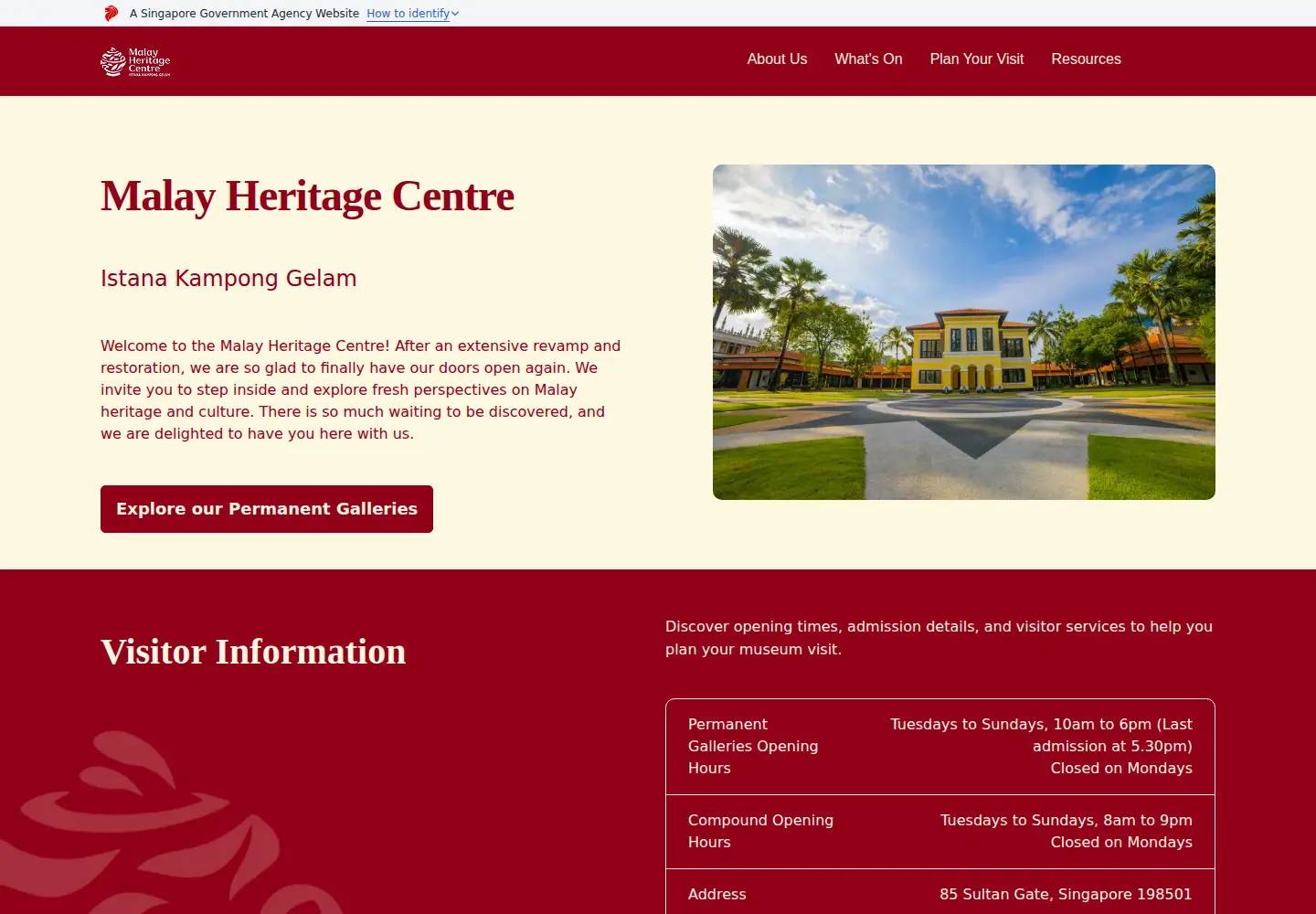 Captured homepage of malayheritage.org.sg in the current scan