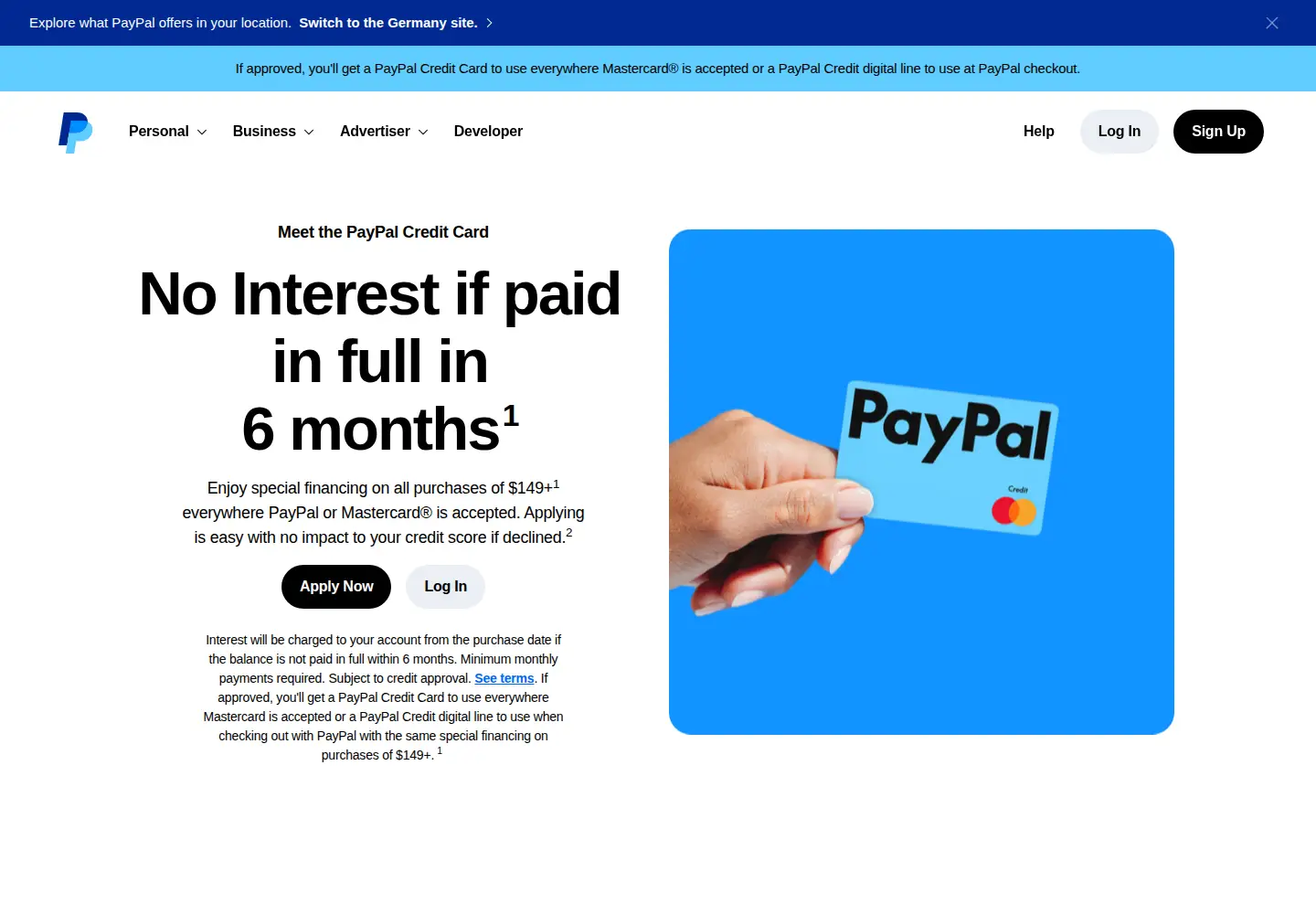 Screenshot of billmelater.com