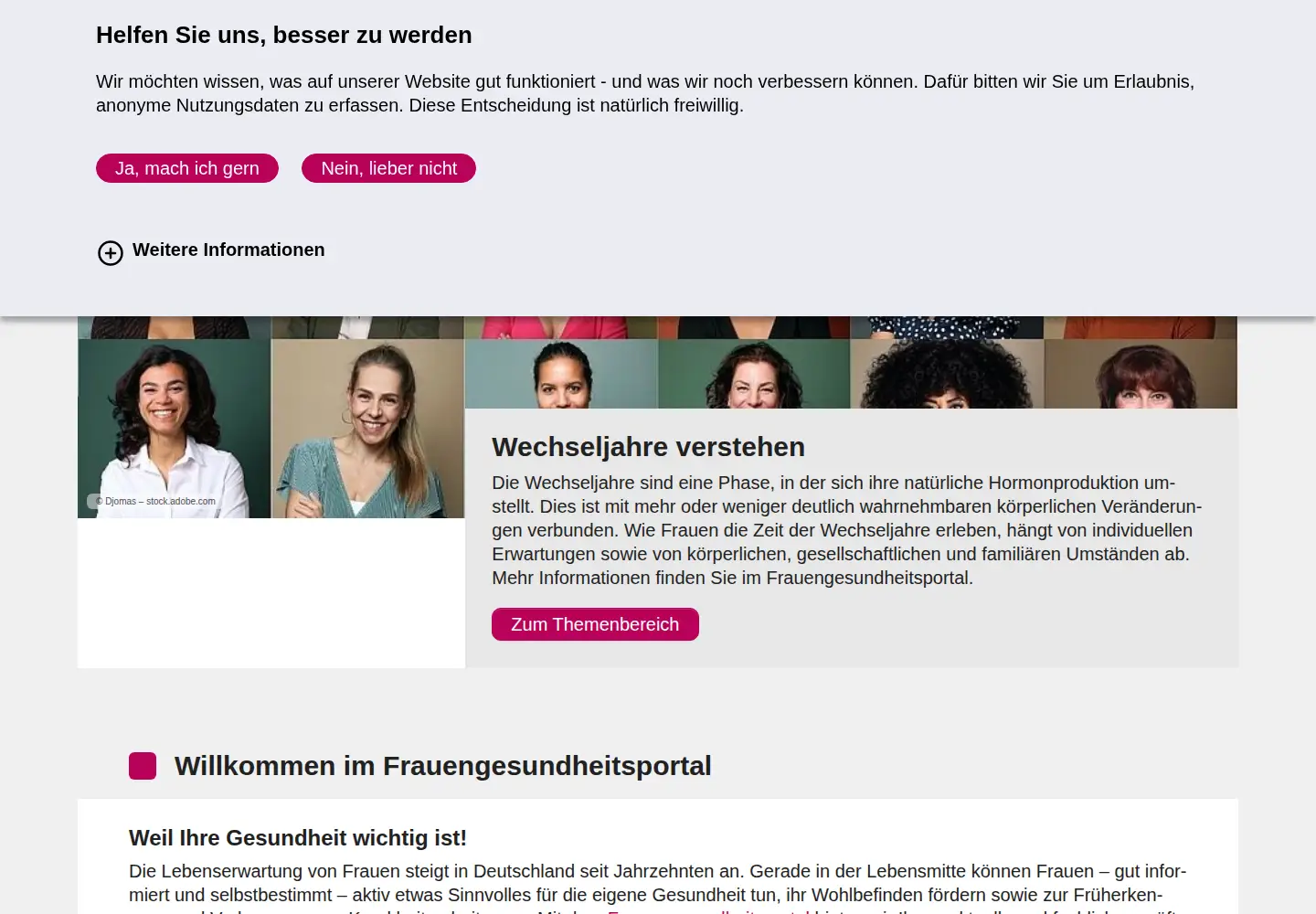 Screenshot of frauengesundheitsportal.de