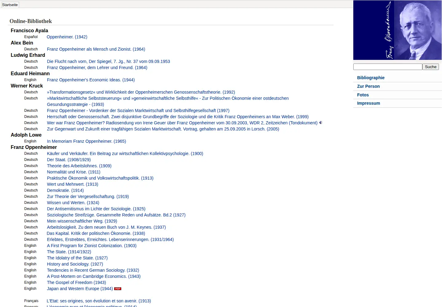 Screenshot of franz-oppenheimer.de