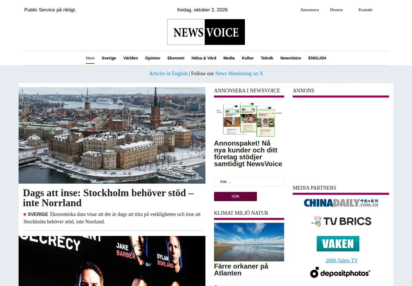 Screenshot of newsvoice.se