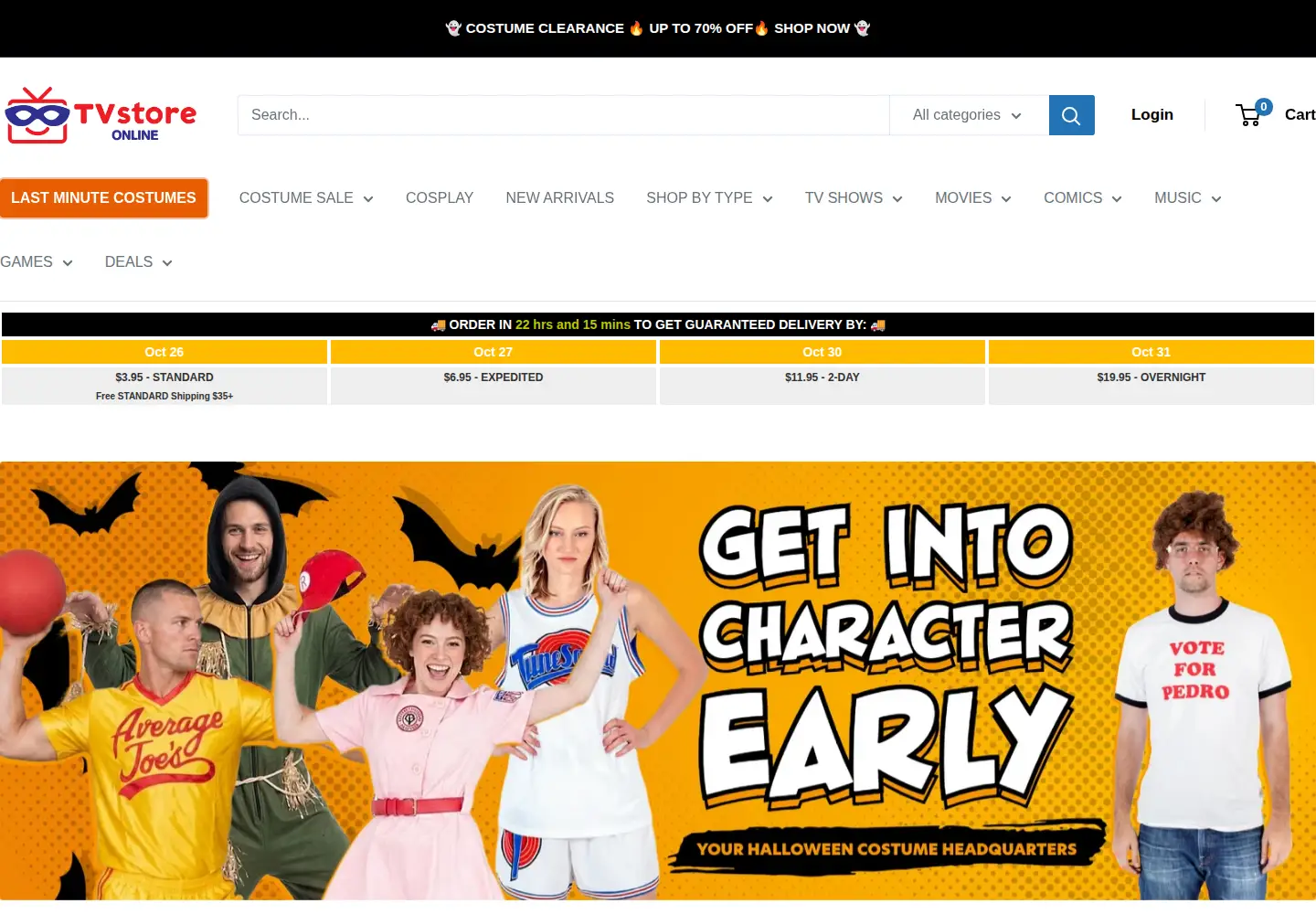 Captured homepage of tvstoreonline.com in the current scan