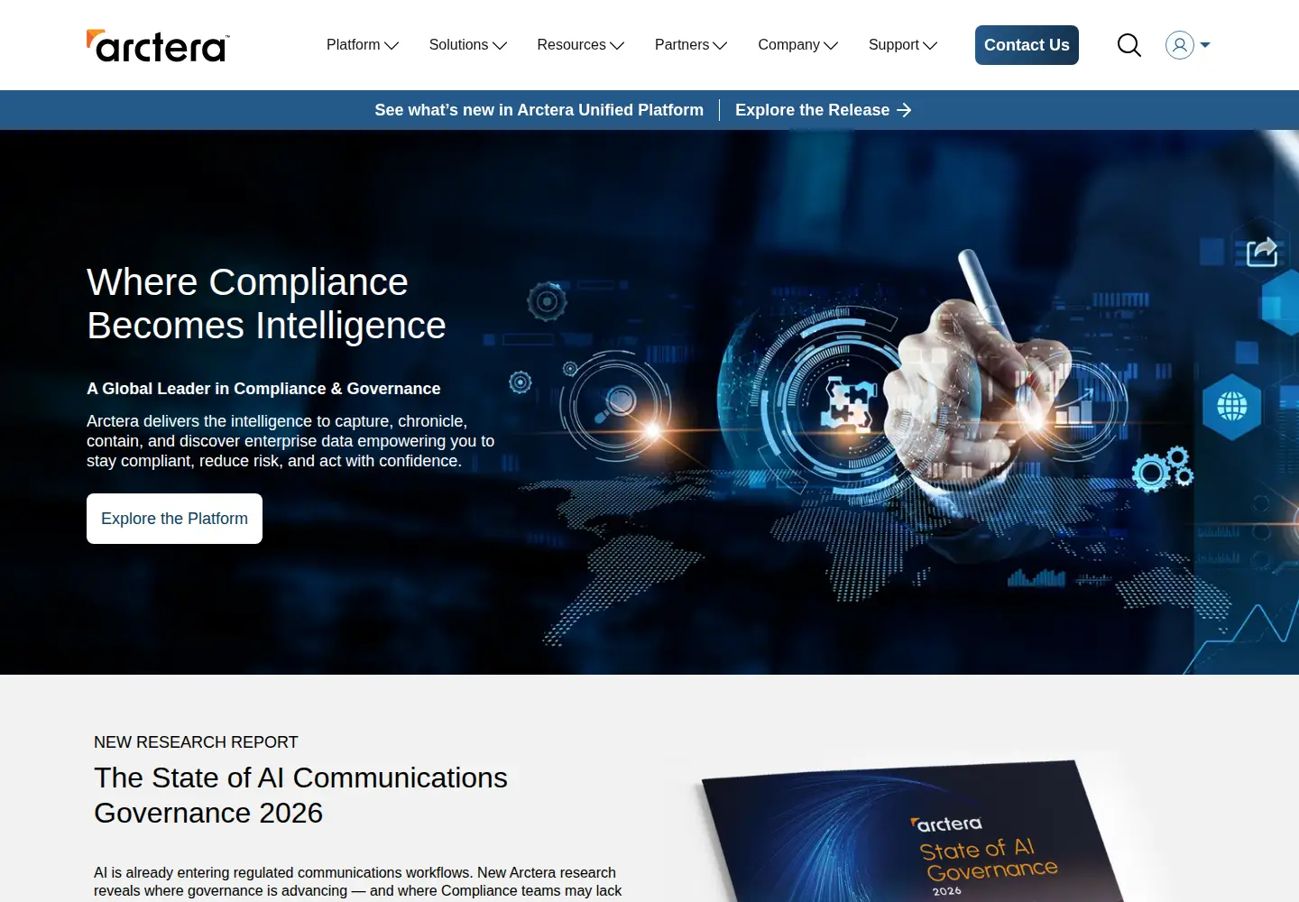 Captured homepage of arctera.com in the current scan