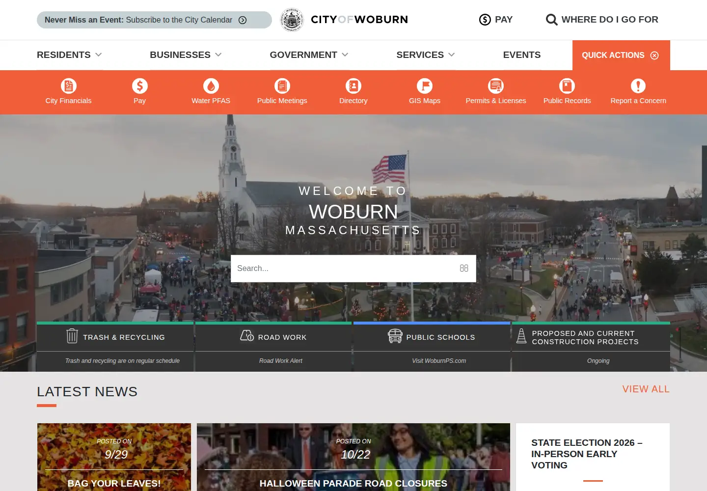 Screenshot of woburnma.gov